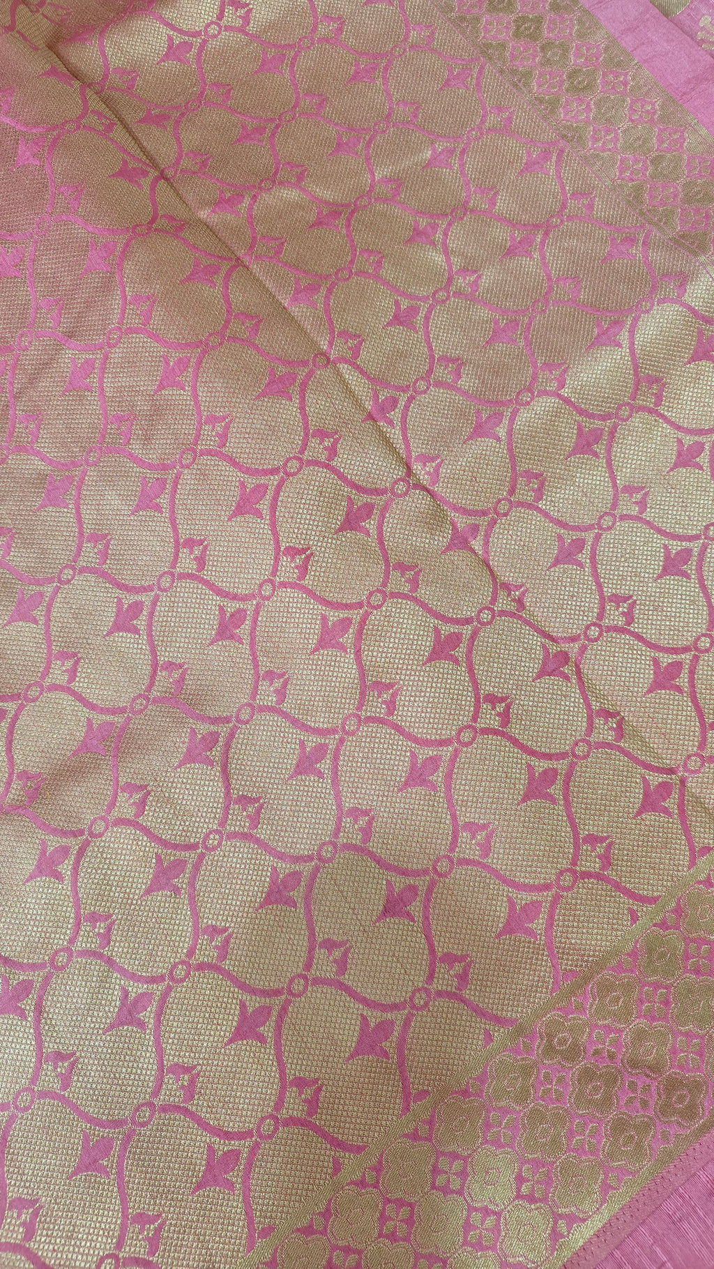 Pink Raw Silk Motif Saree