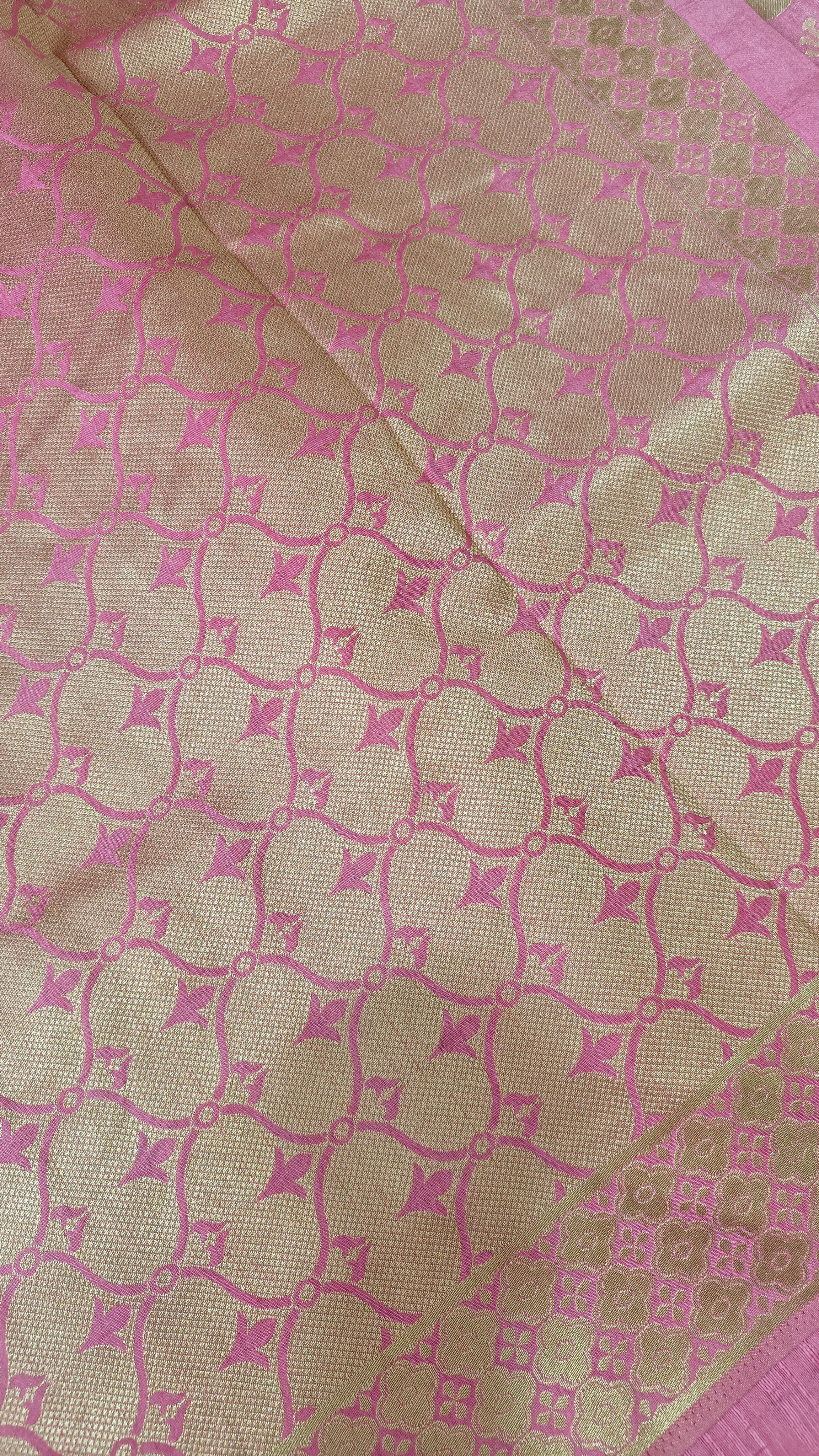 Pink Raw Silk Saree with Motifs