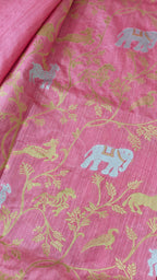 Pink Raw Silk Motif Saree