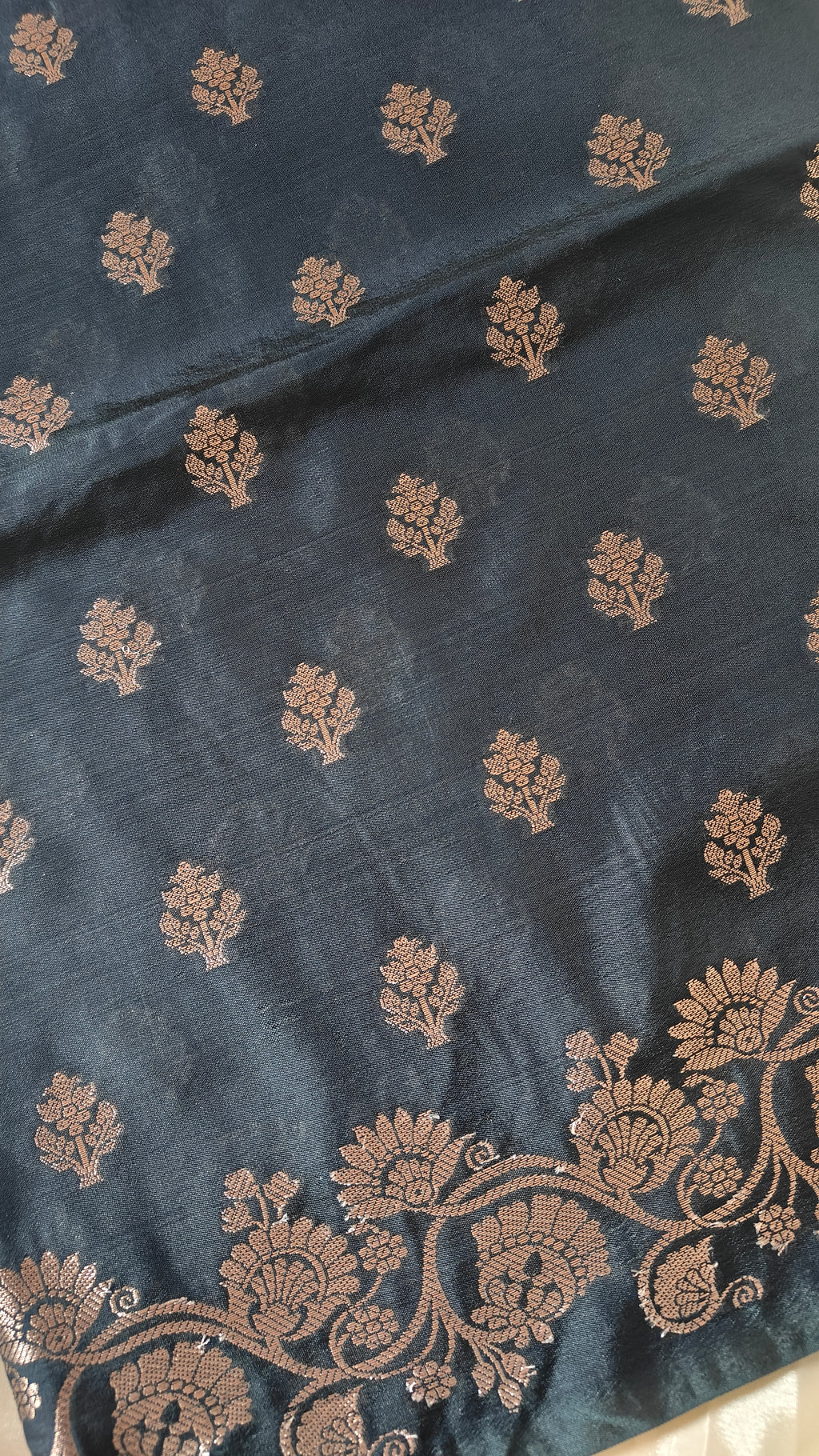 Charcoal Booti Banarasi Silk Saree