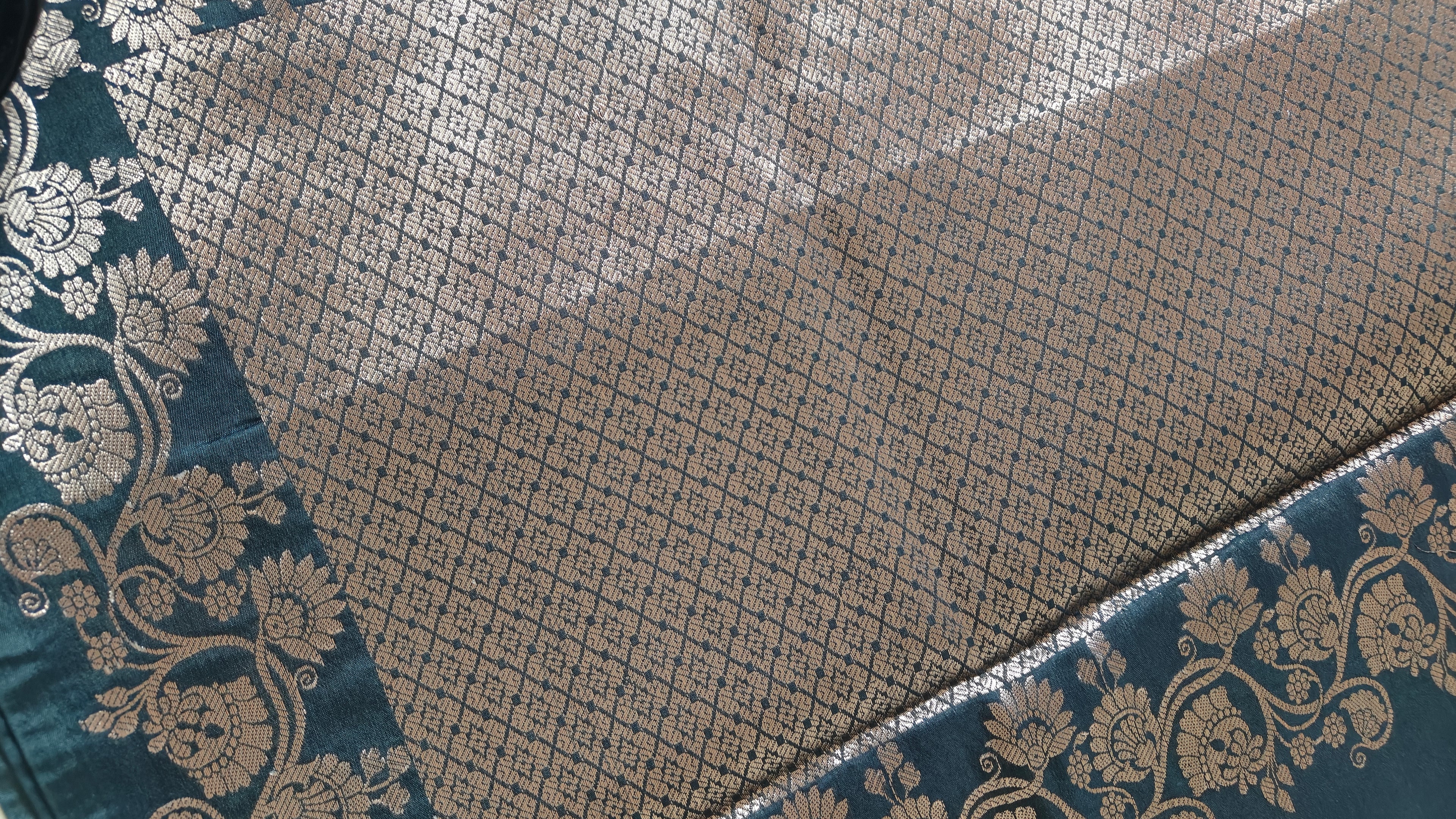 Charcoal Banarasi Silk Saree with All-Over Booti & Unique Running Border