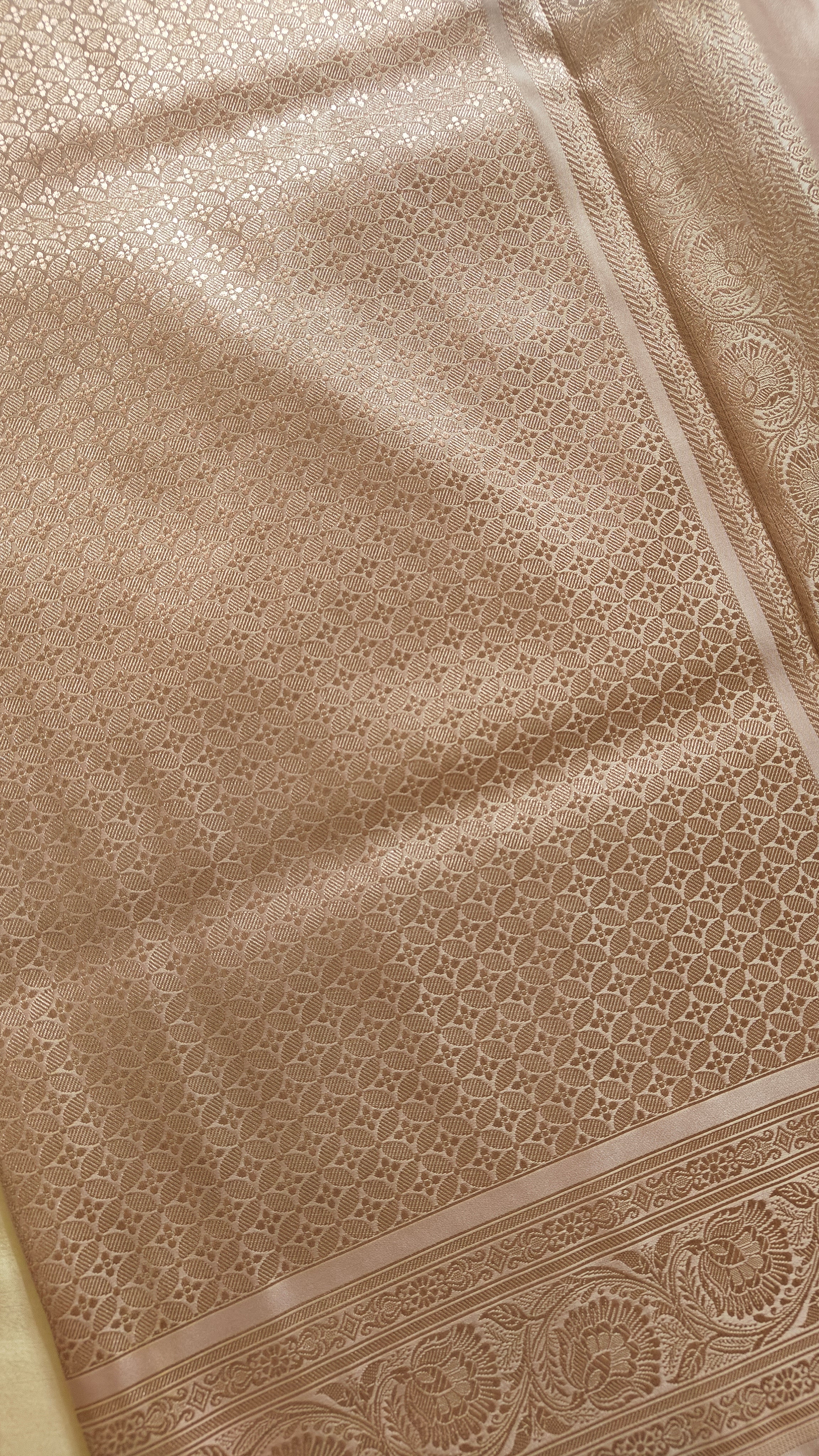 Pastel Katan Silk Tanchoi Saree with Zari Meenakari