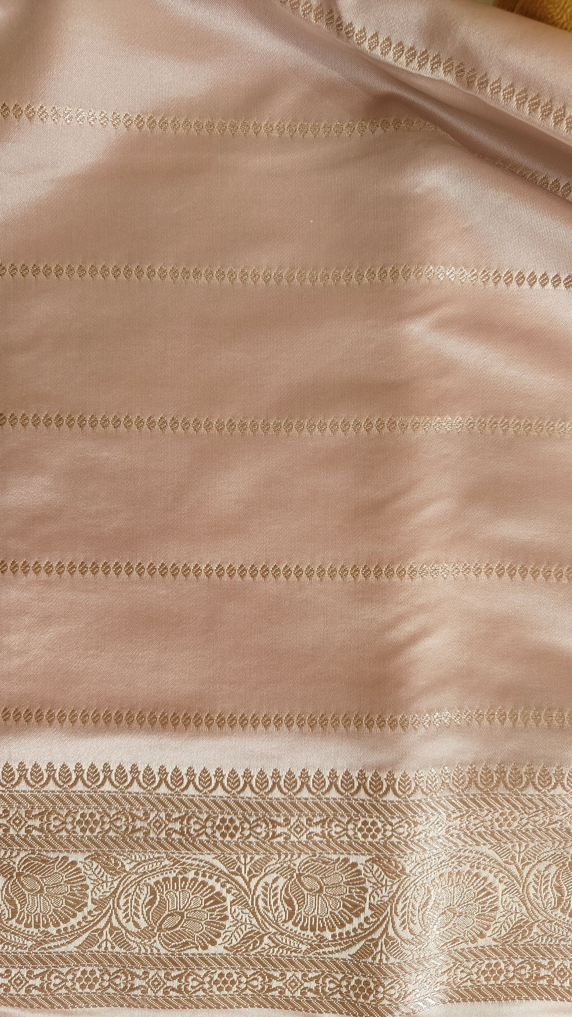 Pastel Katan Silk Tanchoi Saree with Zari Meenakari