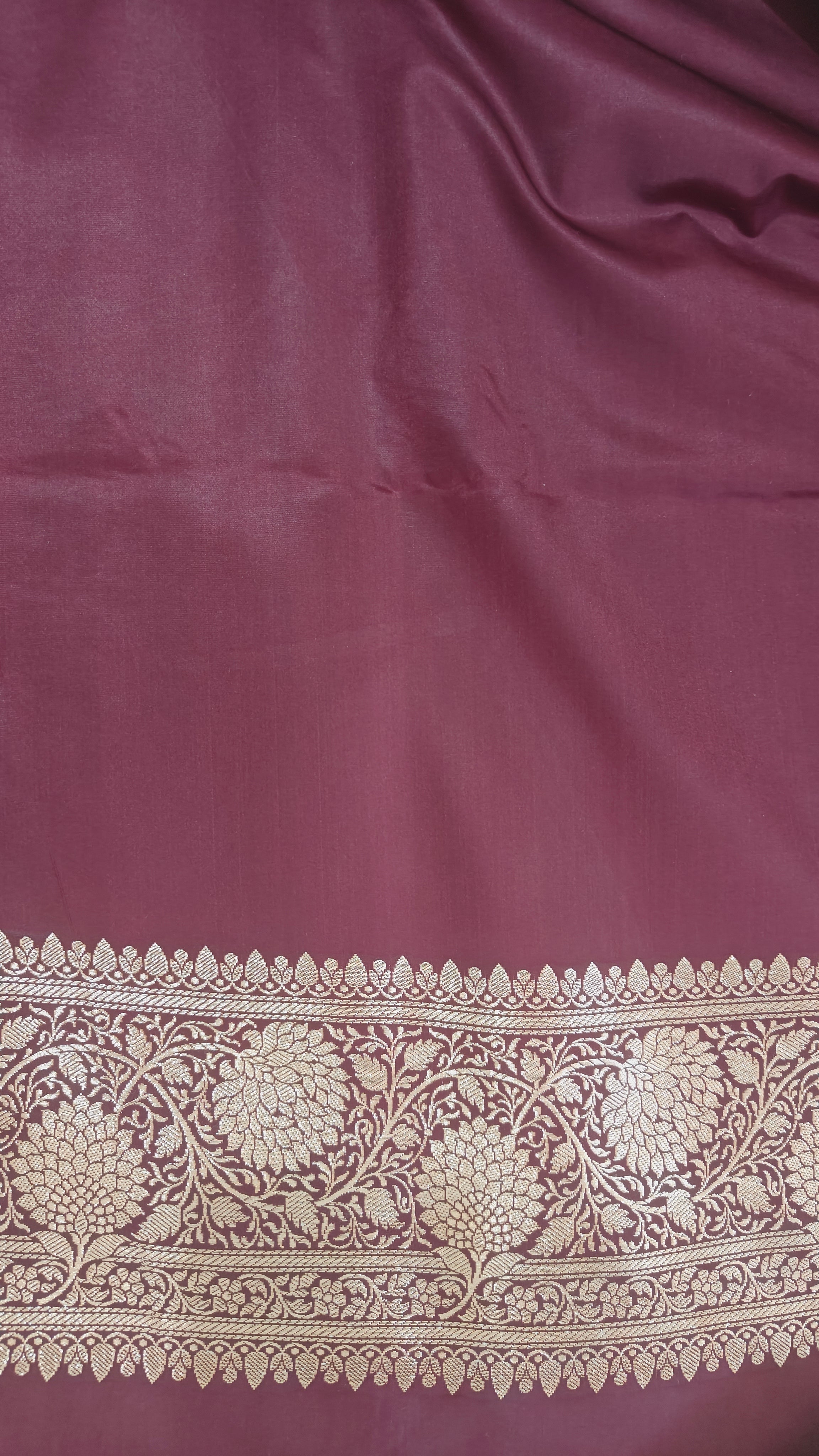 Maroon Silk Saree with overall Zari jaal