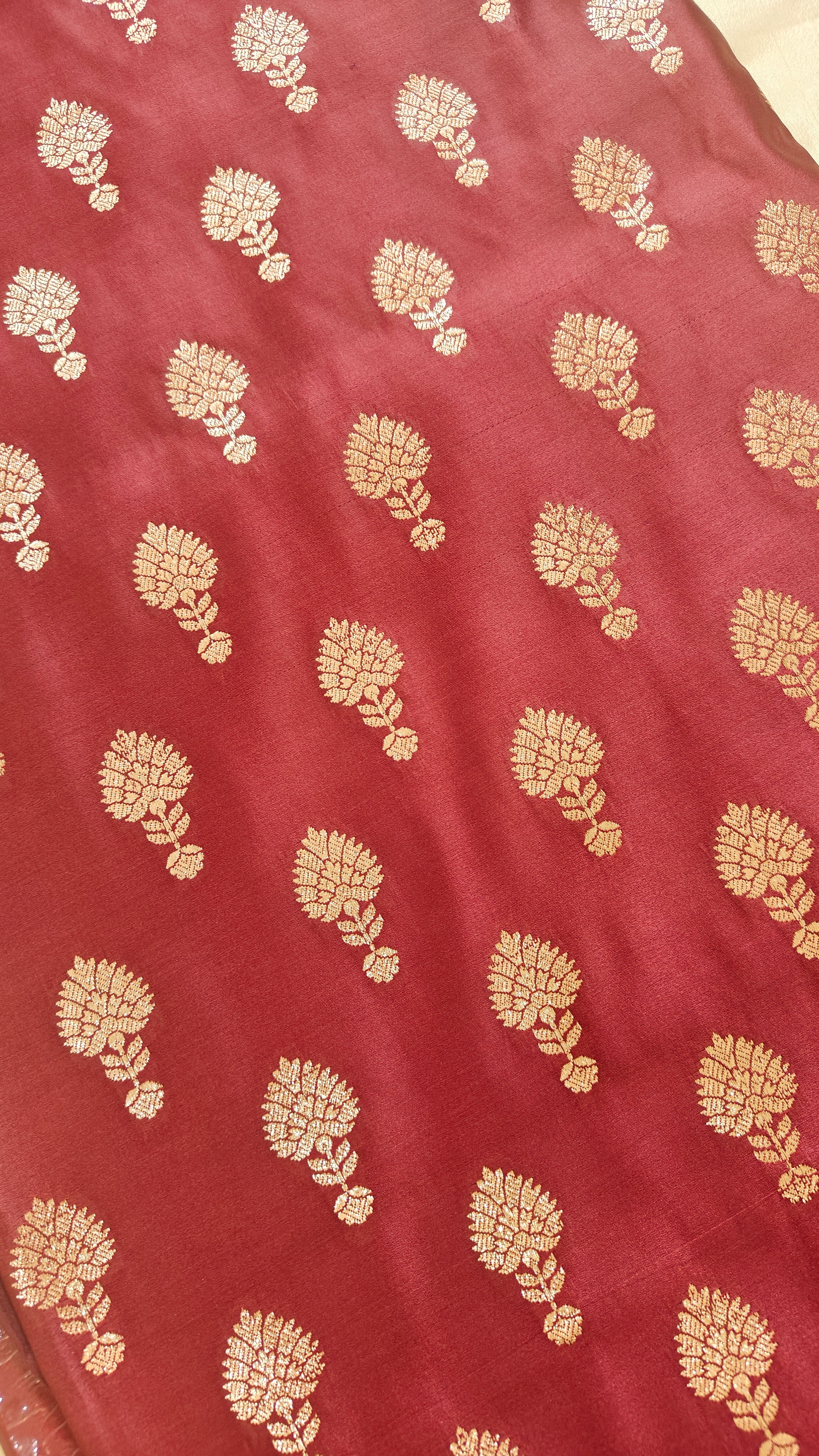 Wine color Silk Saree with Booti pattern