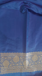 Navy Blue Silk Zari Jaal Saree