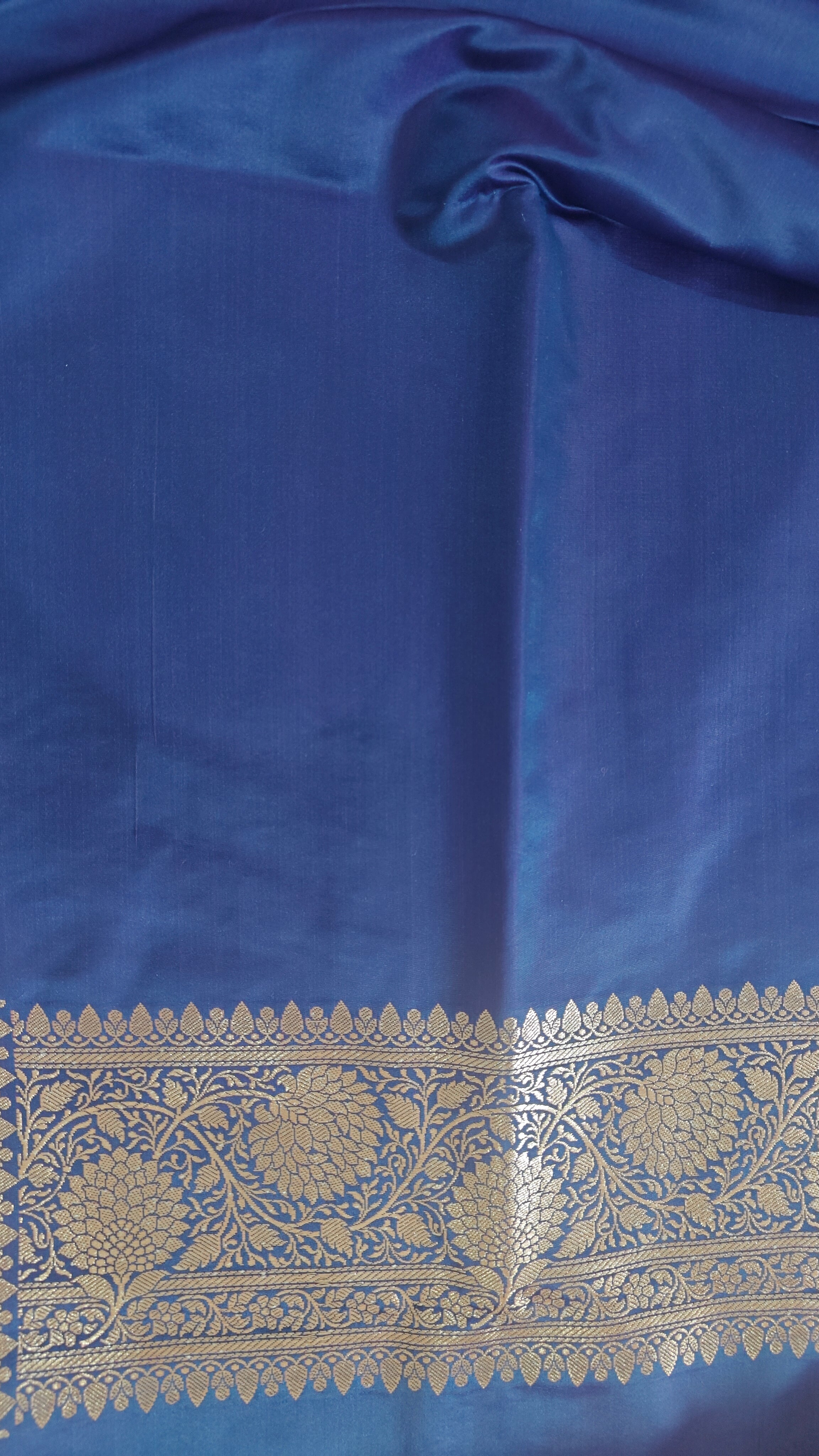 Navy Blue Silk Saree with overall Zari jaal