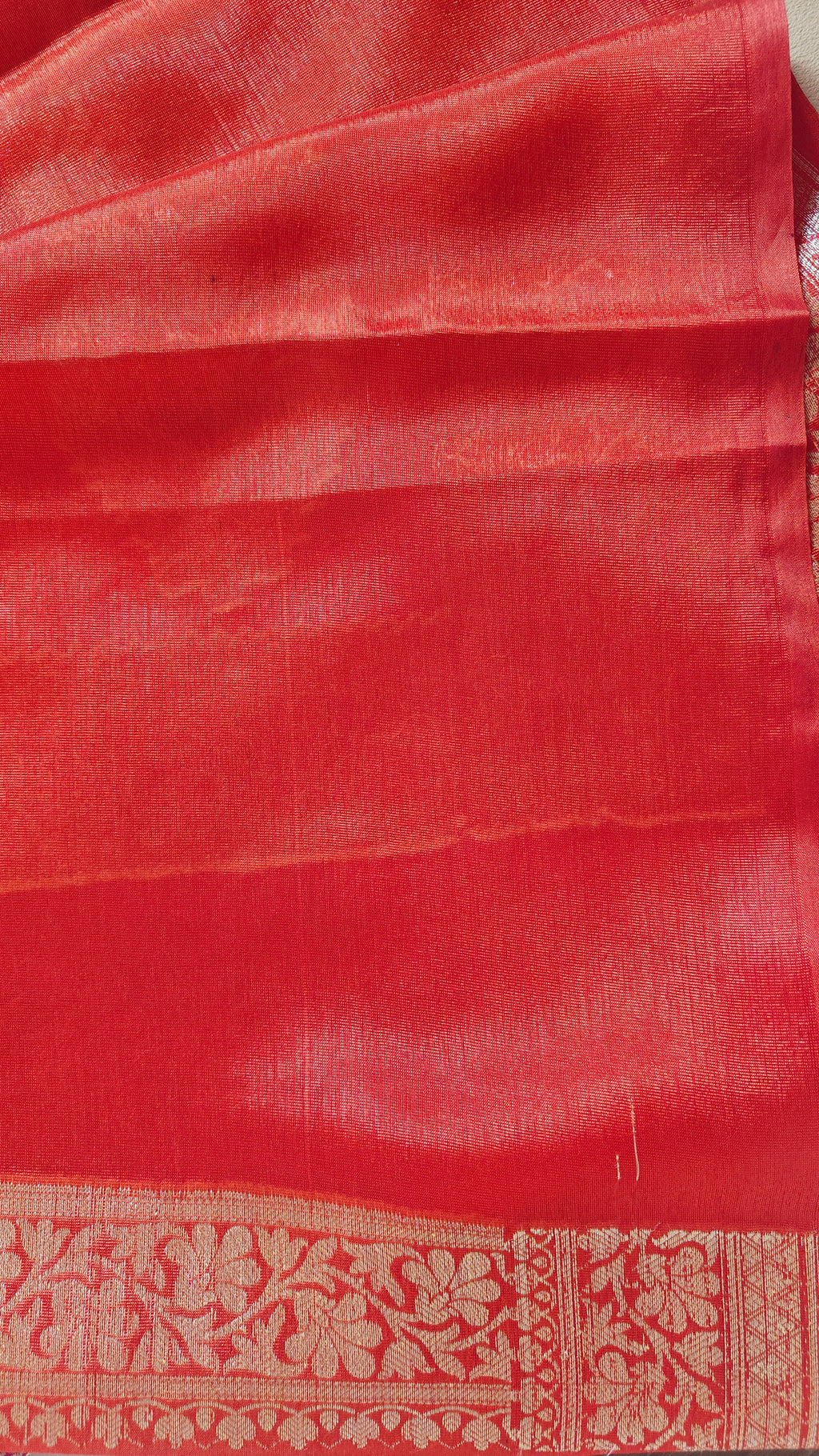 Orange Magenta Banarasi Soft Silk