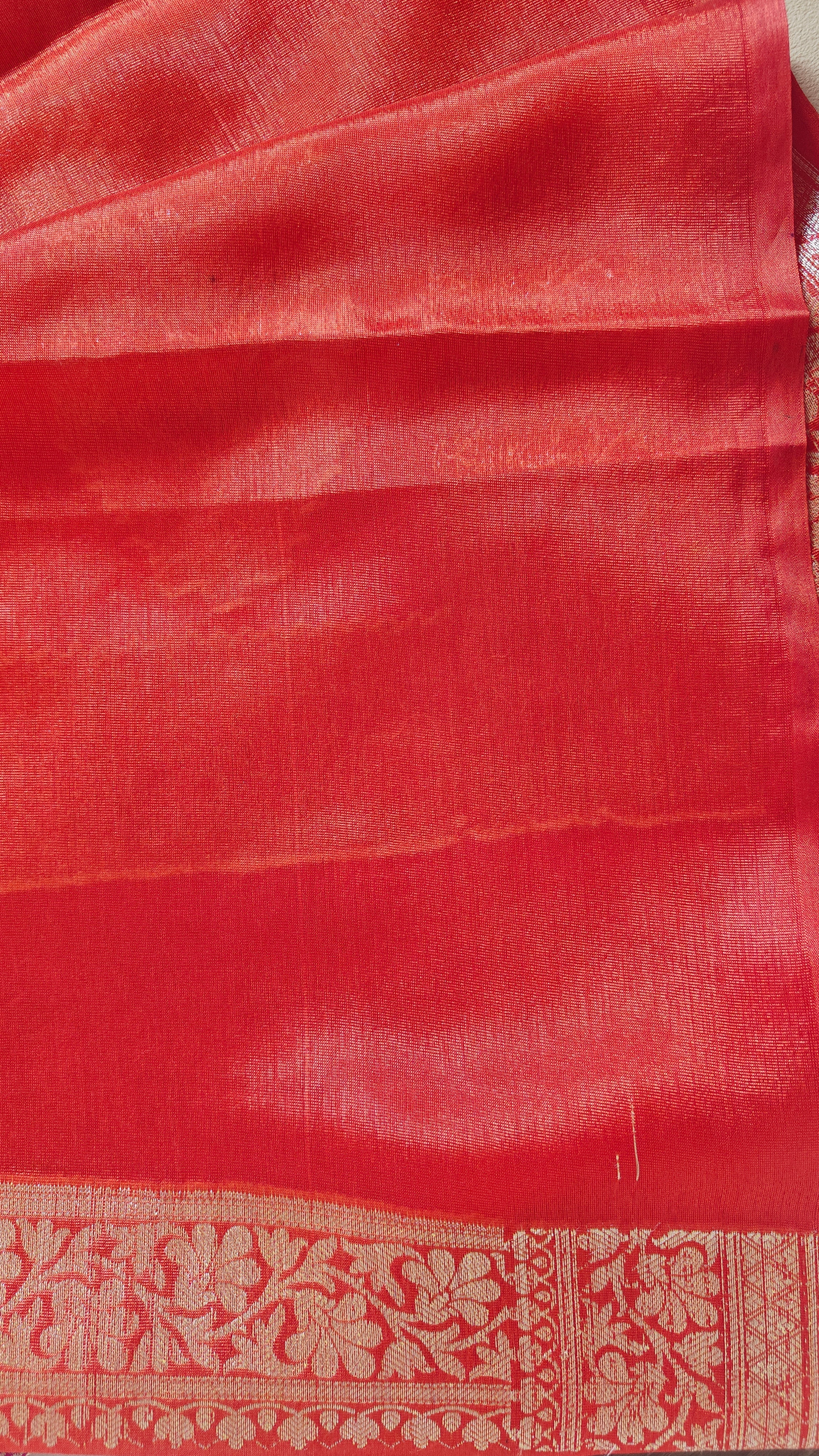 Orange & magenta pink Banarasi Silk Saree with Booti Work & Elegant Border