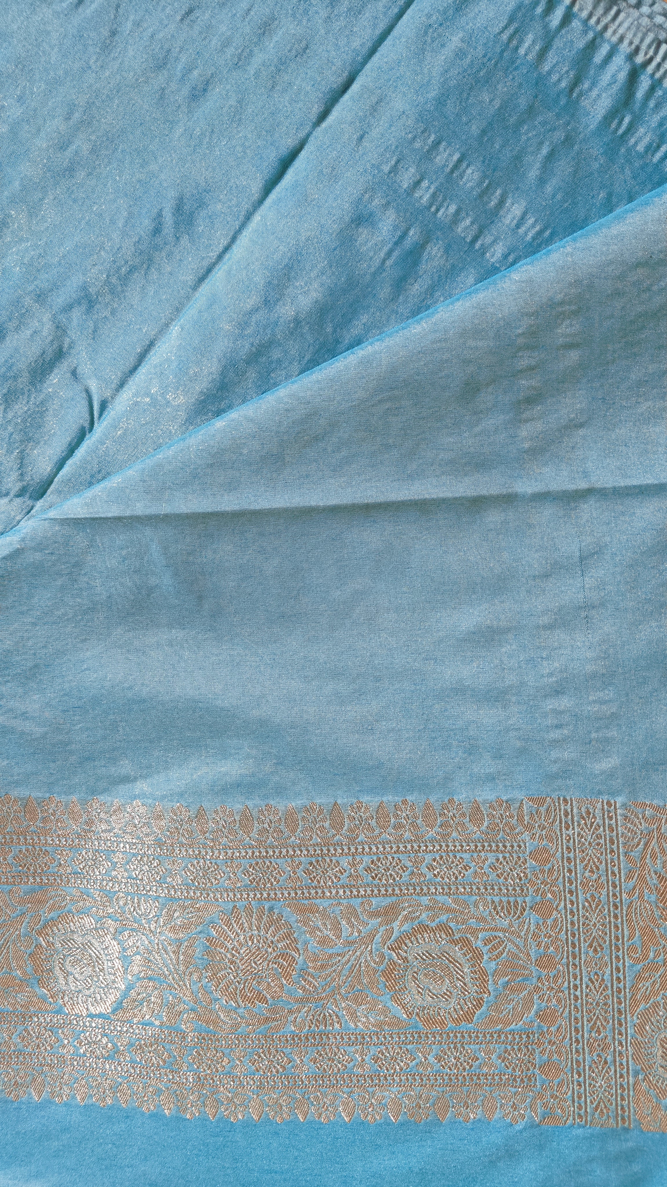 Ice Blue Katan Silk Banarasi Saree with Zari Work