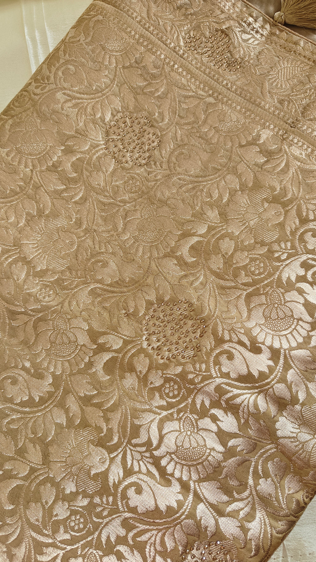 Cream Butter Crepe Designer Saree