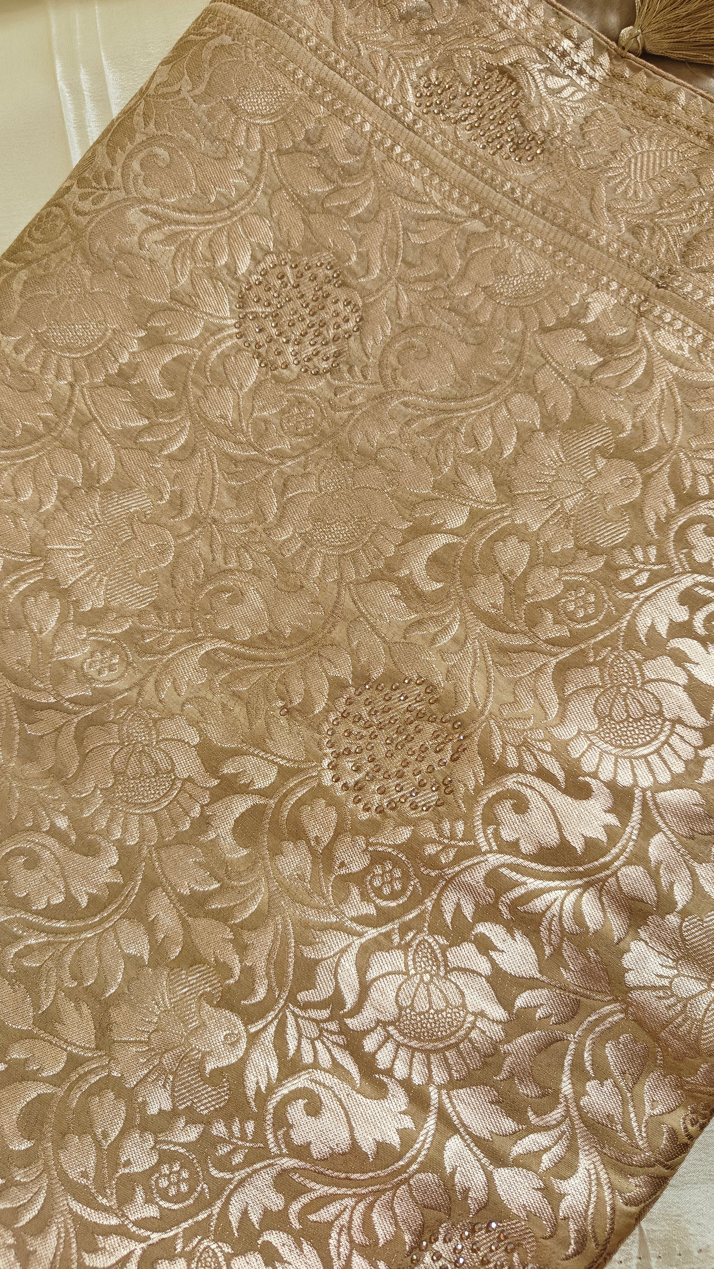 Cream Butter Crepe Designer Saree