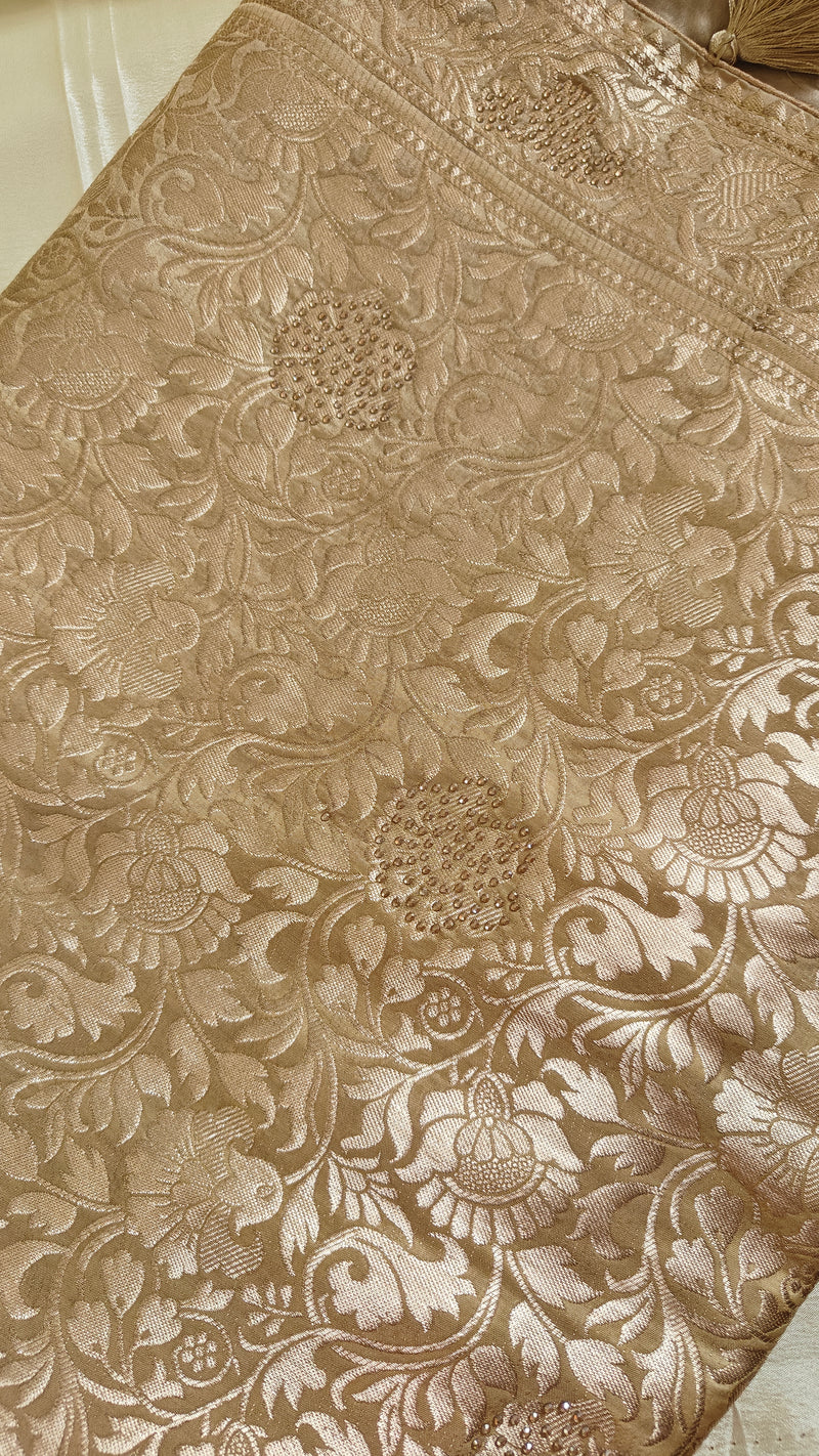 Cream Butter Crepe Designer Saree