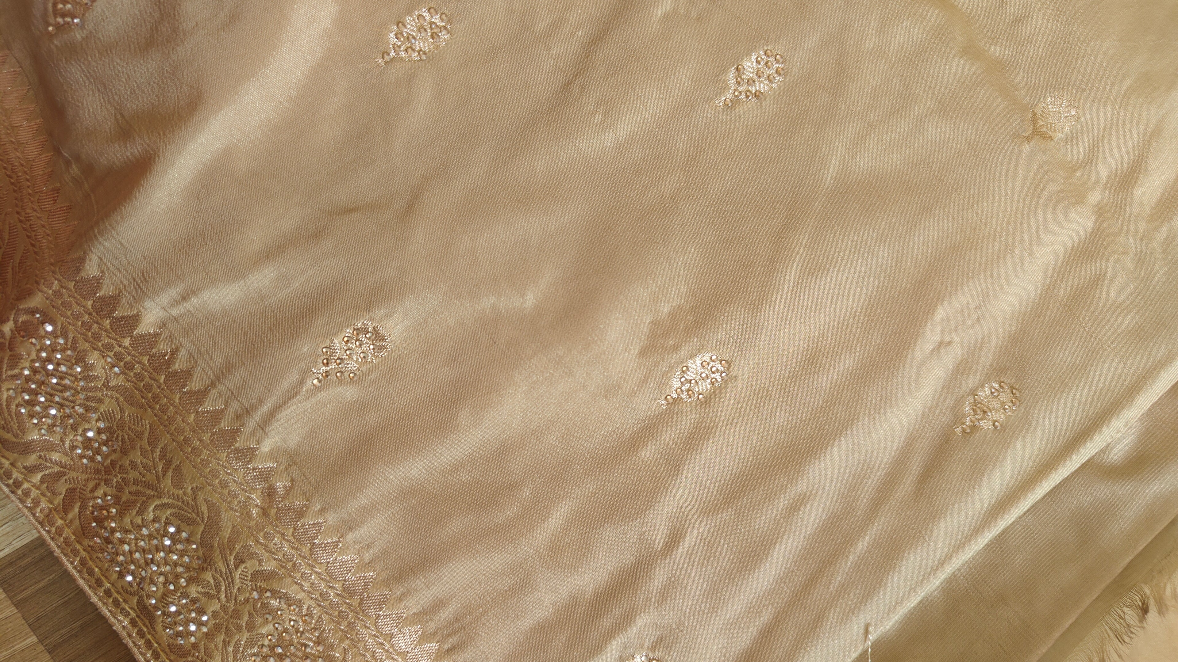 Cream Butter Crepe Designer Saree