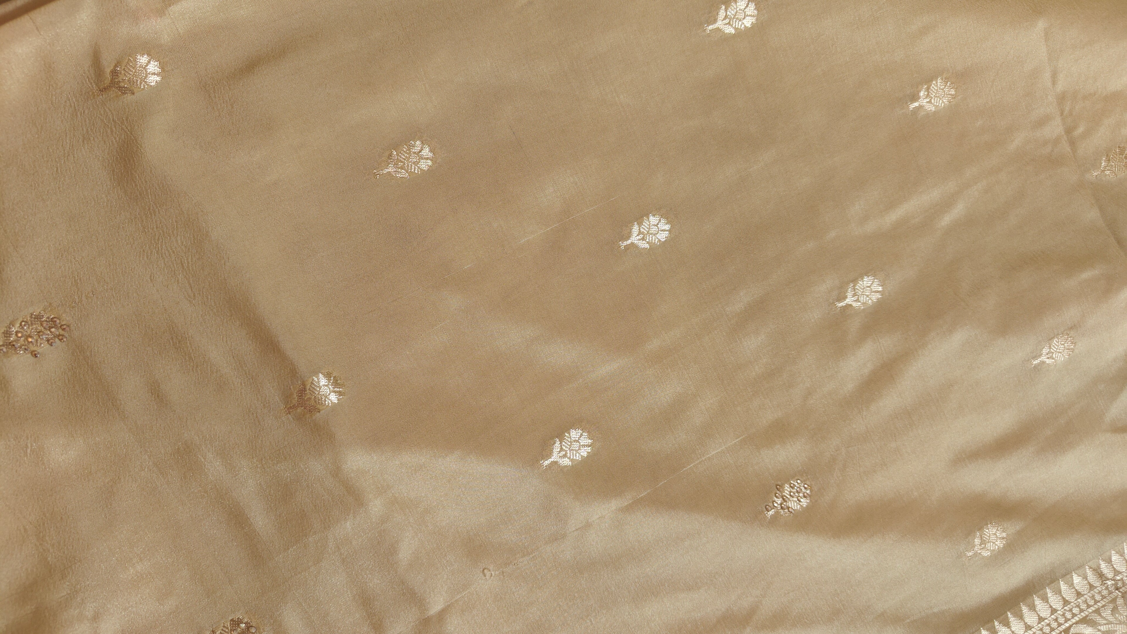 Cream Butter Crepe Designer Saree