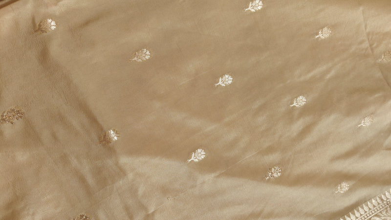 Cream Butter Crepe Designer Saree