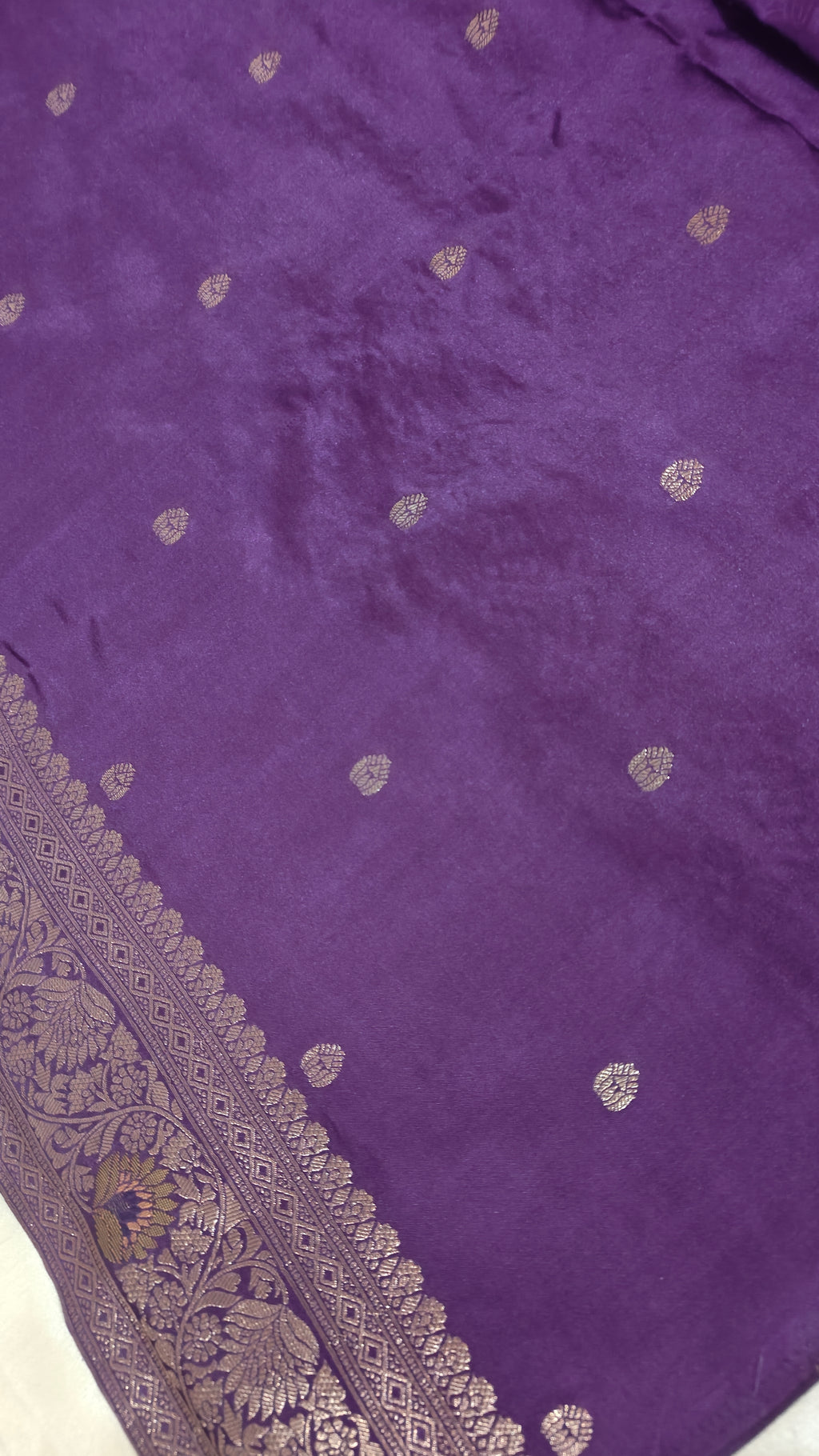 Purple Banarasi Silk Birds Jaal