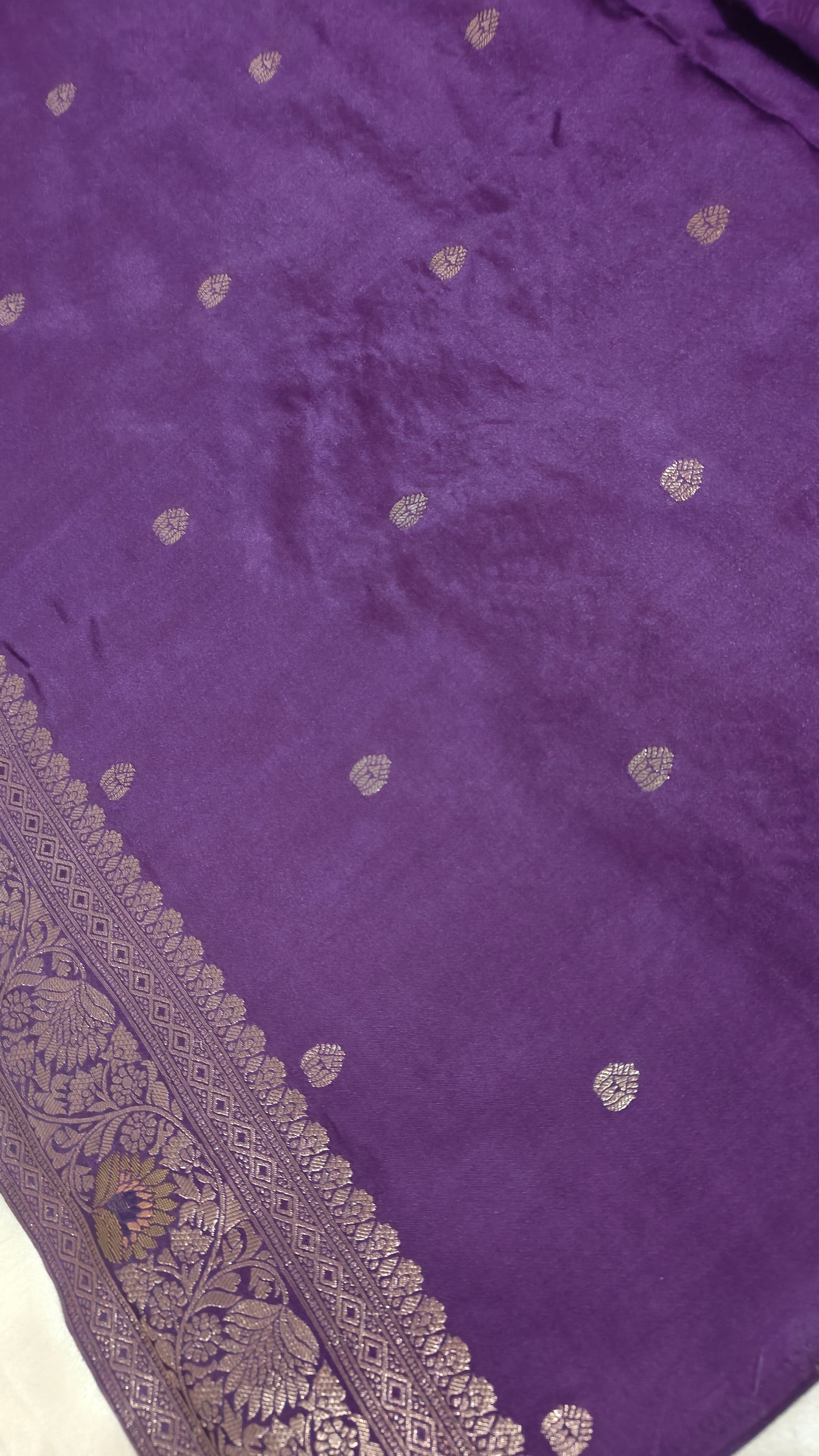 Purple Banarasi Silk Birds Jaal