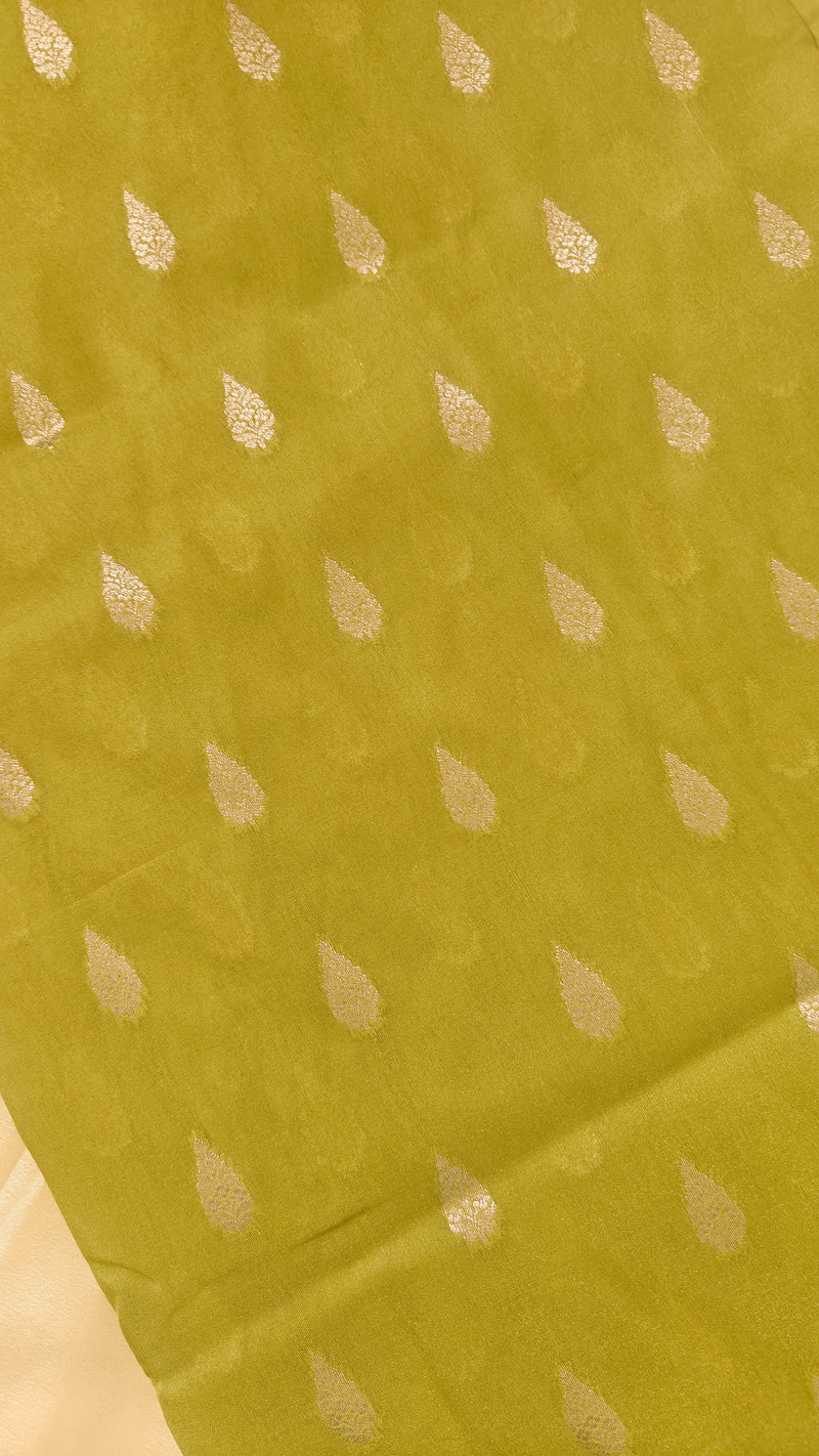 Parrot Green and Pink Silk Saree