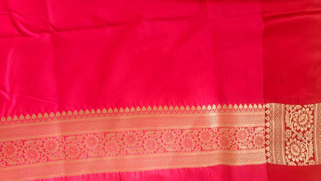 Parrot Green and Pink Silk Saree