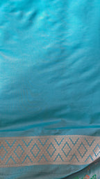 Turquoise Floral Jaal Katan Silk