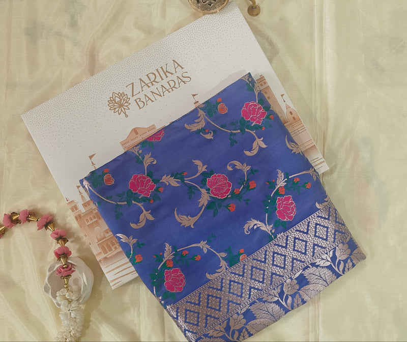 Lavender  Floral Jaal Katan Silk