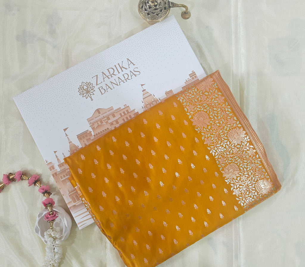 Mustard Meenakari Katan Silk