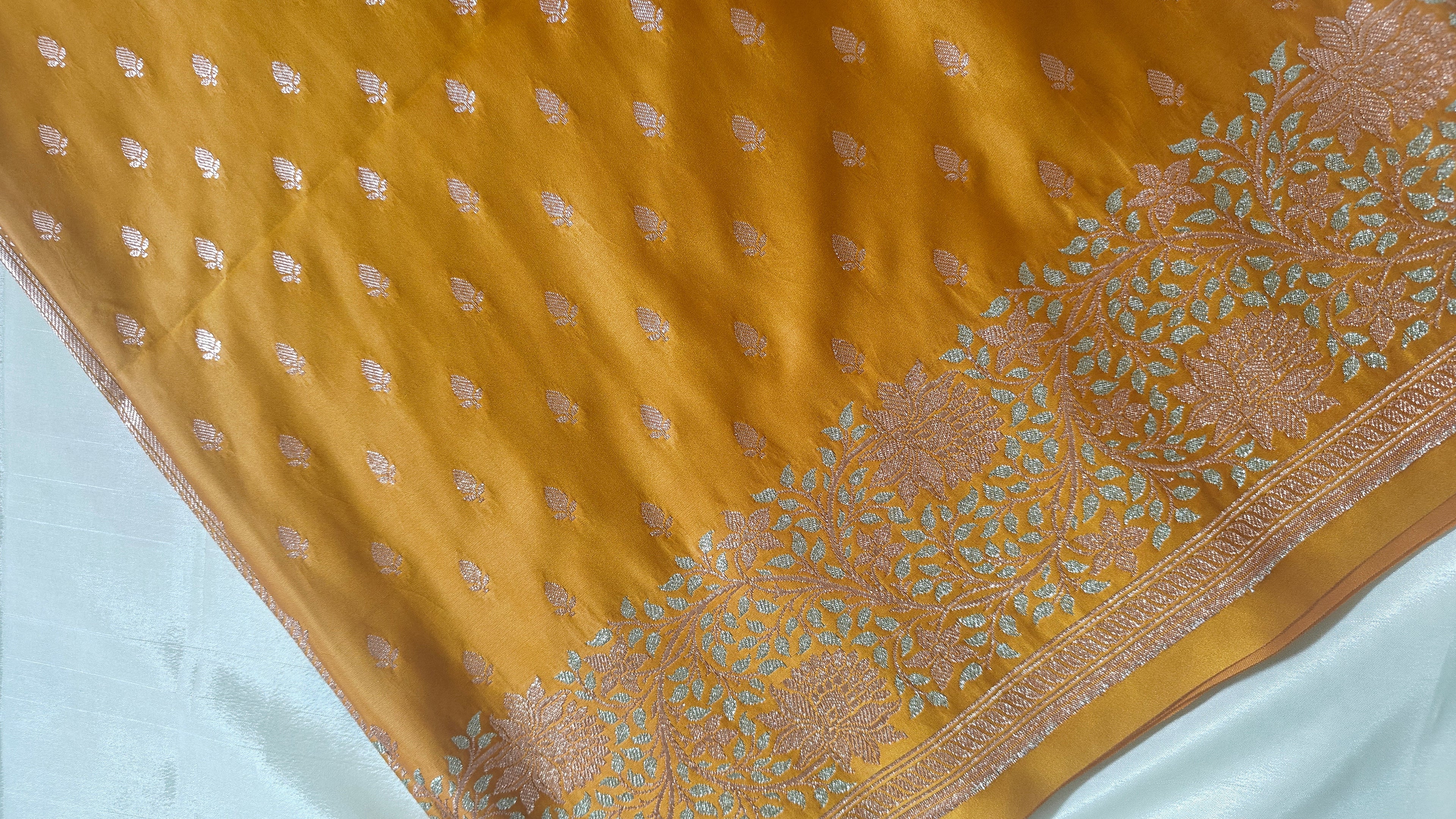 Mustard Meenakari Katan Silk