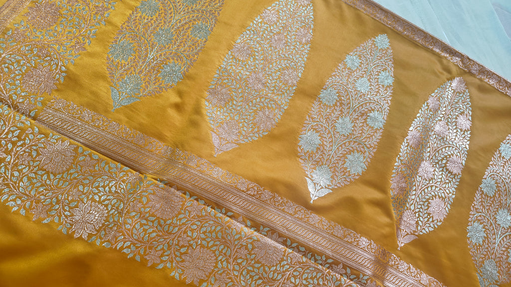 Mustard Meenakari Katan Silk