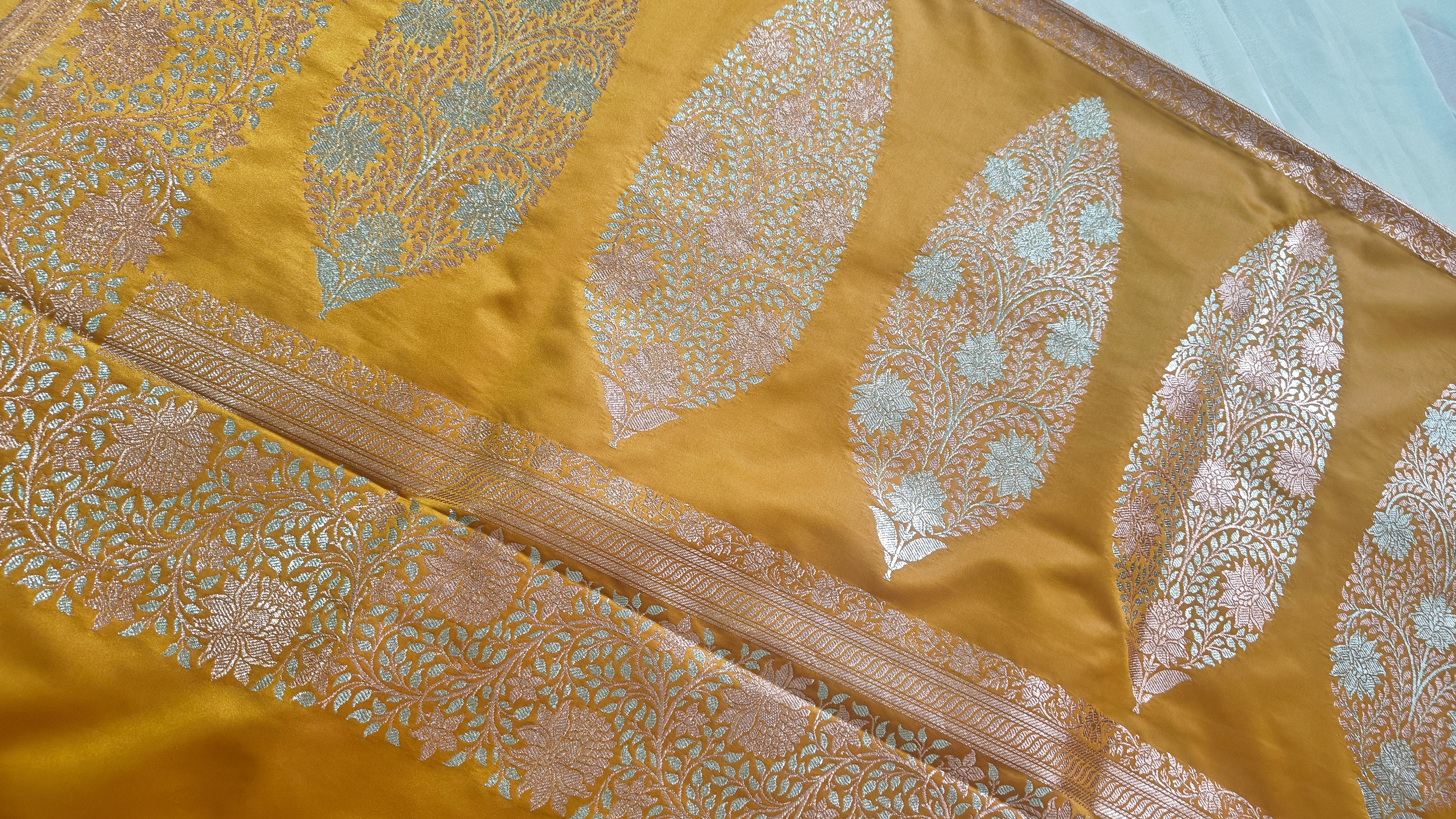 Mustard Meenakari Katan Silk