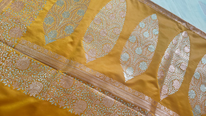 Mustard Meenakari Katan Silk