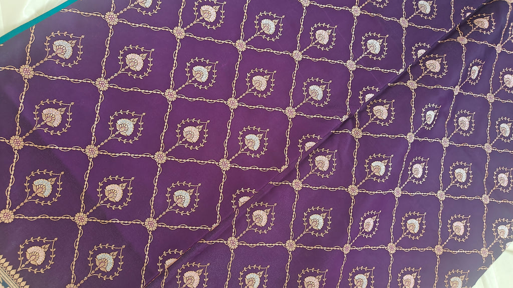 Purple-Green Contrast Silk Saree