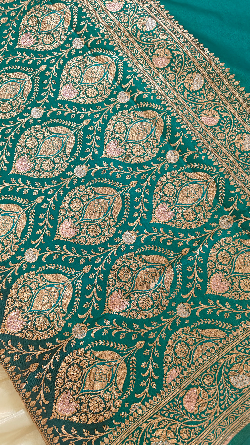 Purple-Green Contrast Silk Saree