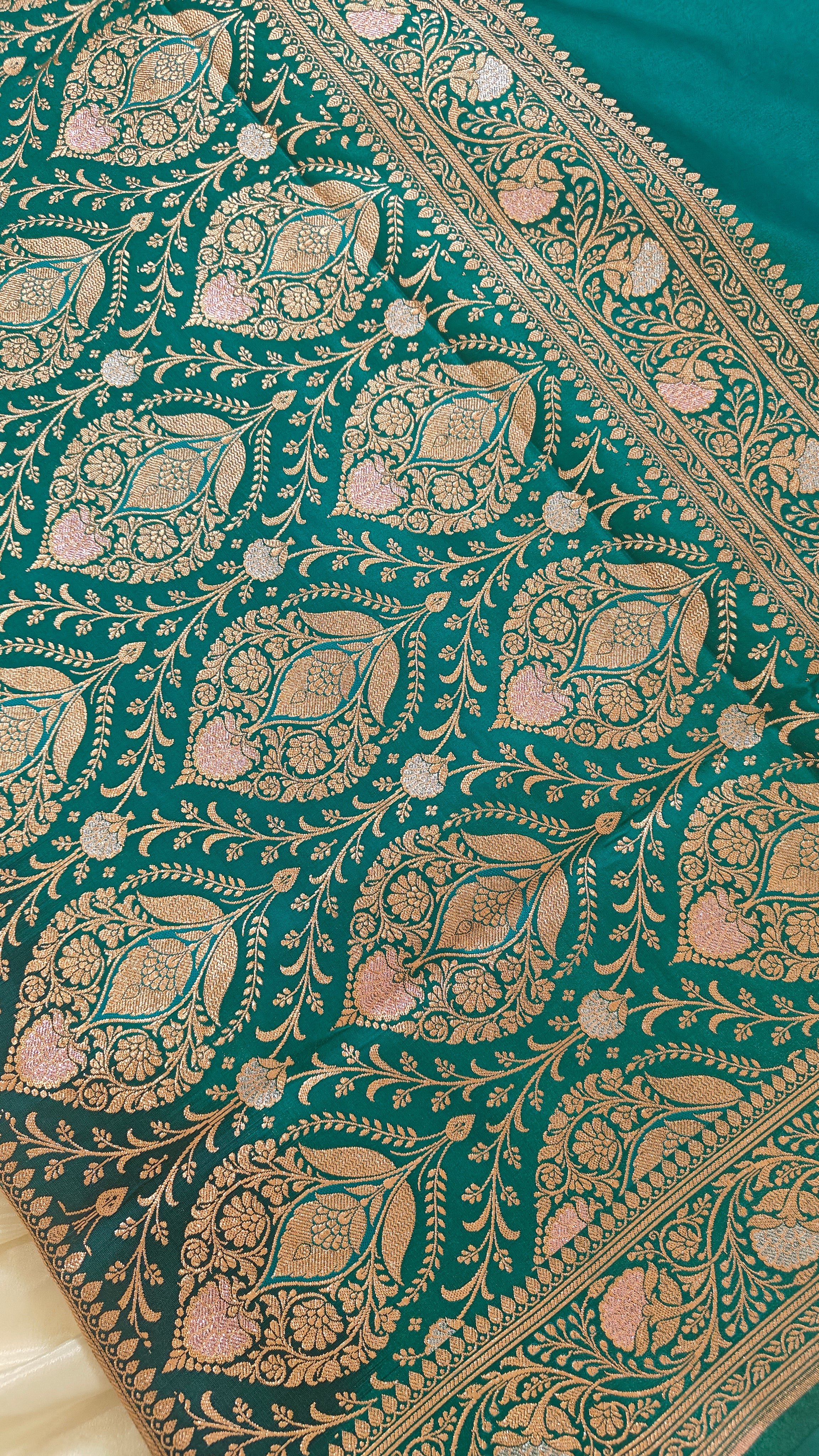 Purple-Green Contrast Silk Saree