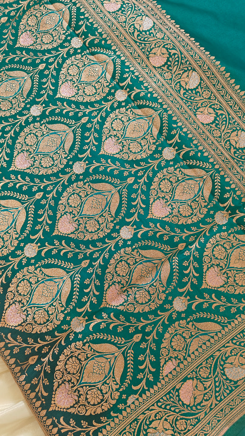 Purple-Green Contrast Silk Saree