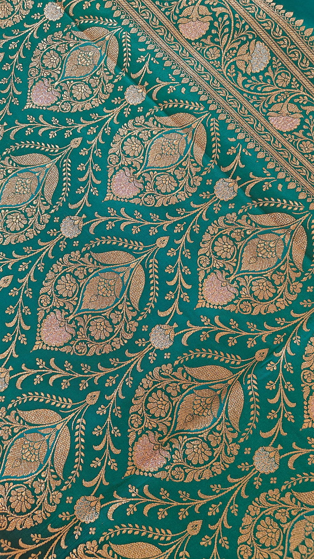 Purple-Green Contrast Silk Saree