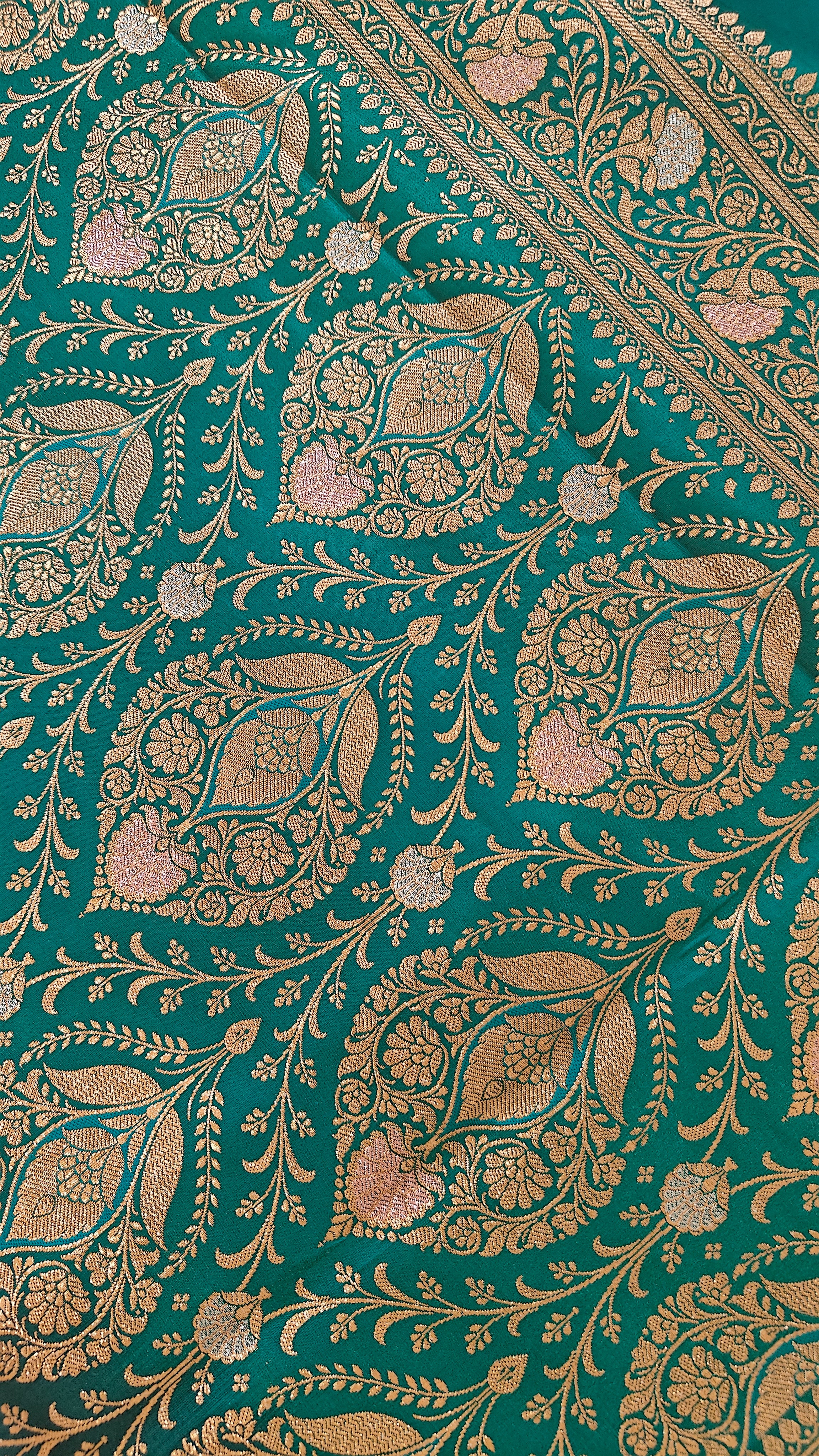 Purple-Green Contrast Silk Saree