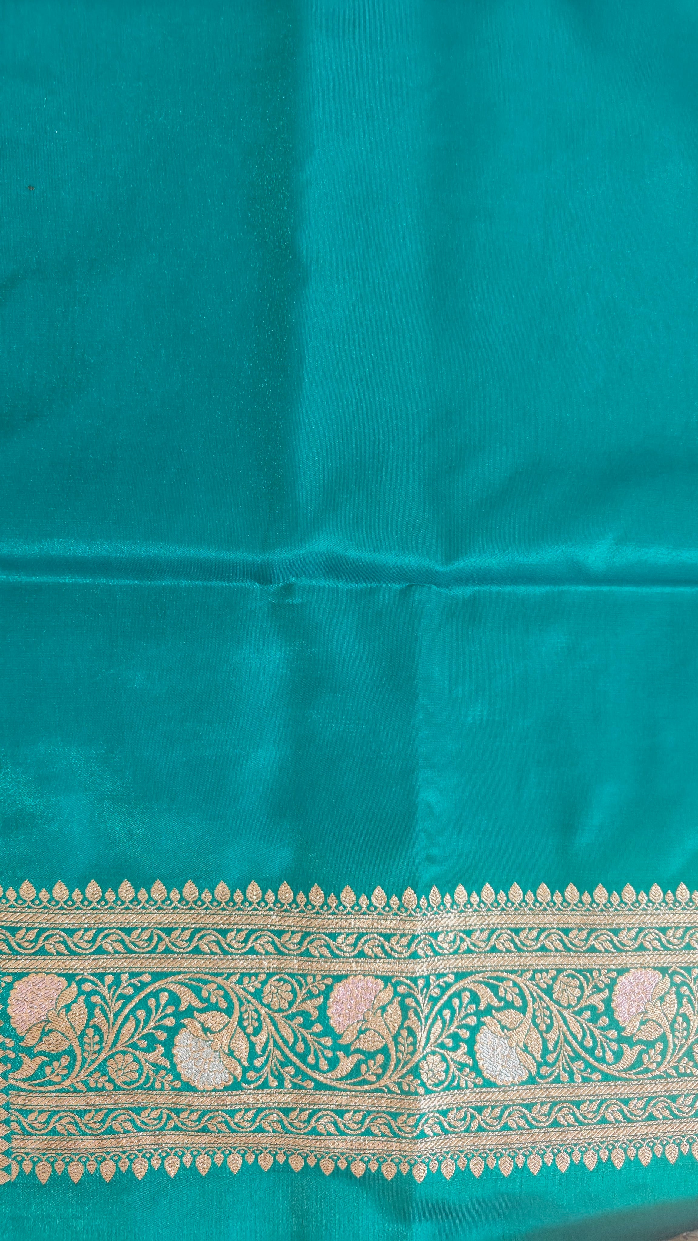 Purple-Green Contrast Silk Saree