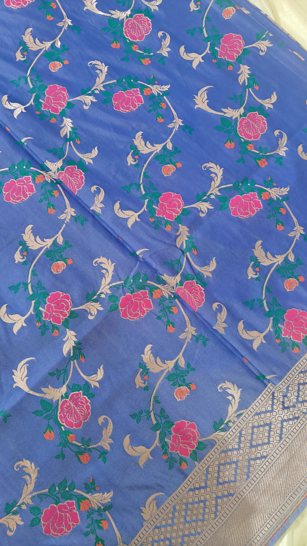 Lavender  Floral Jaal Katan Silk