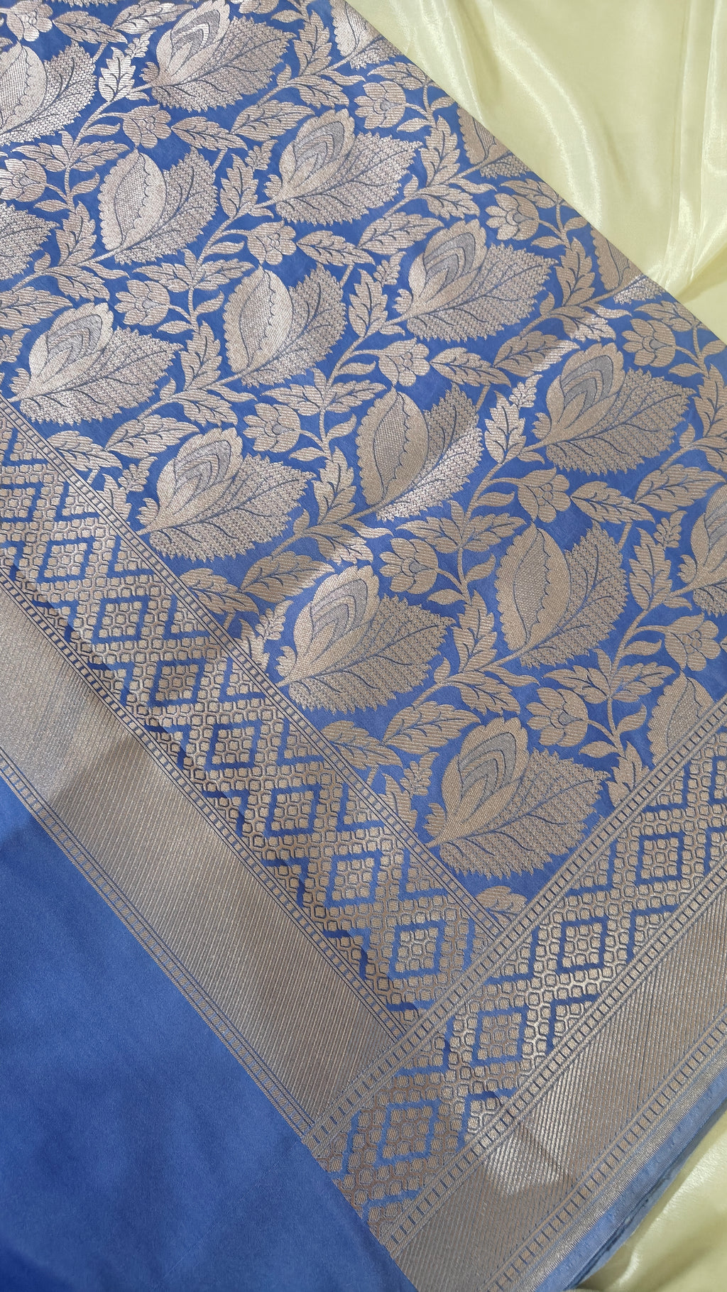 Lavender  Floral Jaal Katan Silk
