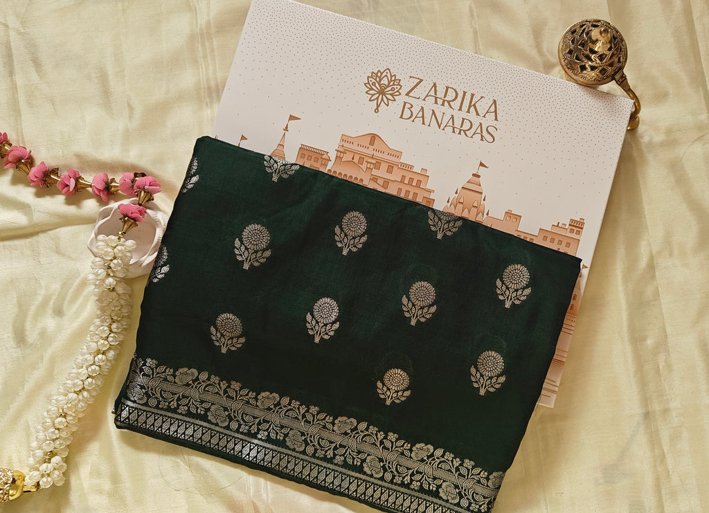 Dark Green Banarasi Silk Saree