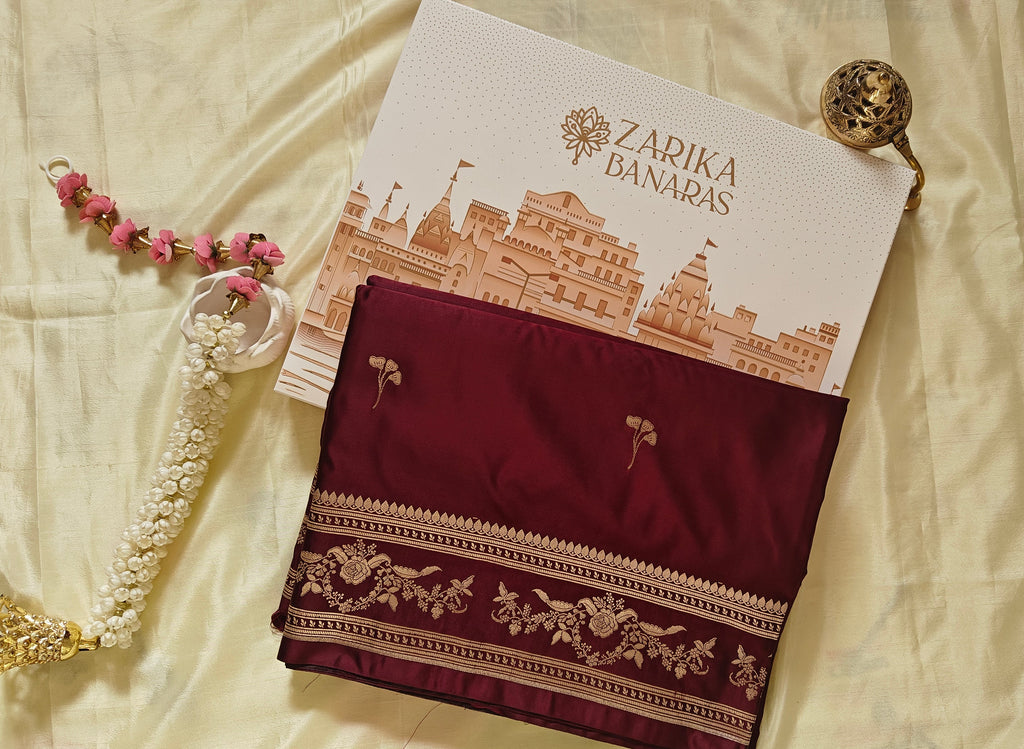 Wine Booti Silk Saree