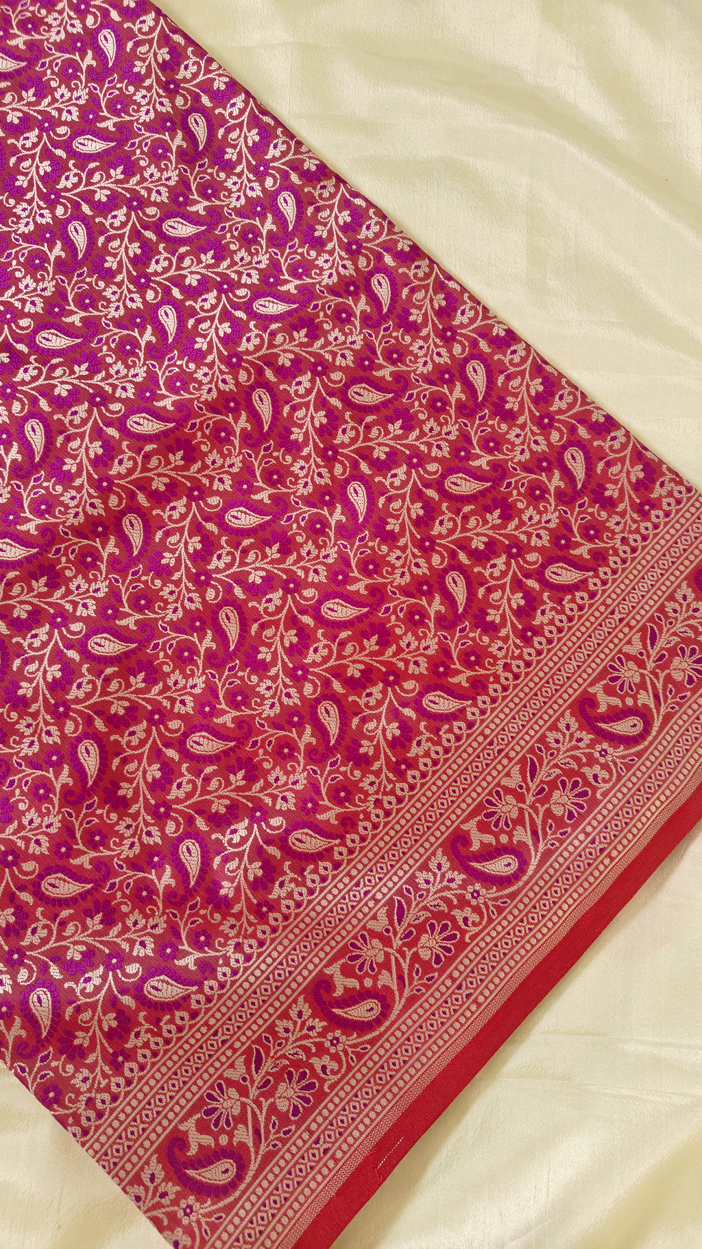 Magenta Katan Silk Jaal Saree