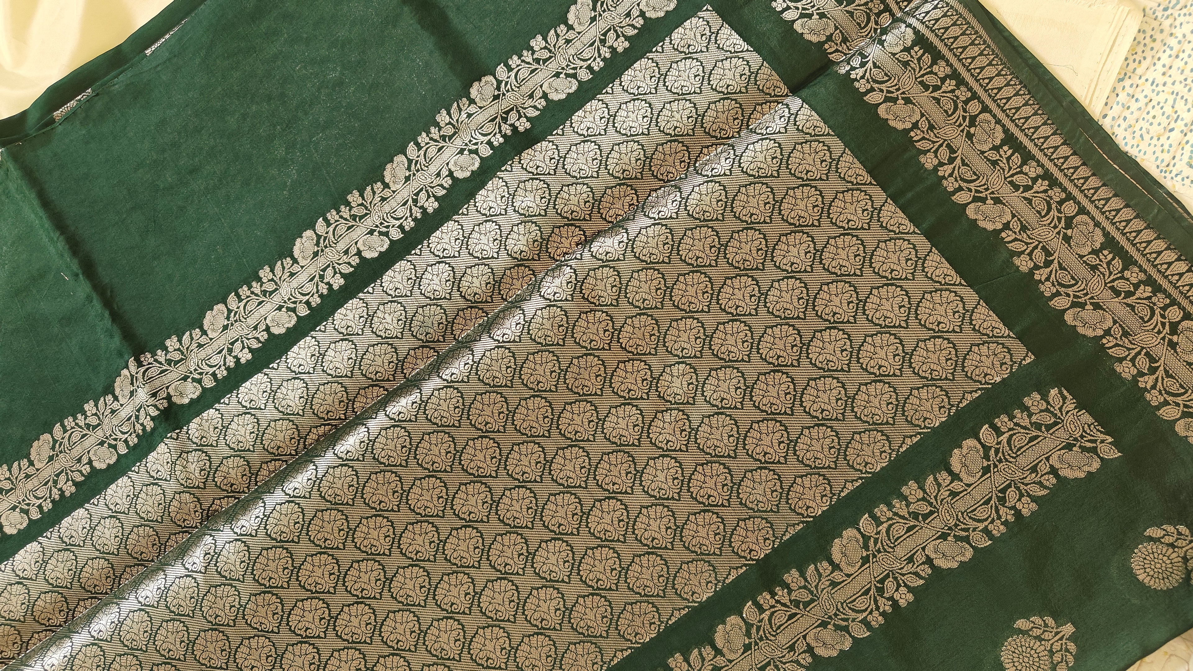 Dark Green Banarasi Silk Saree