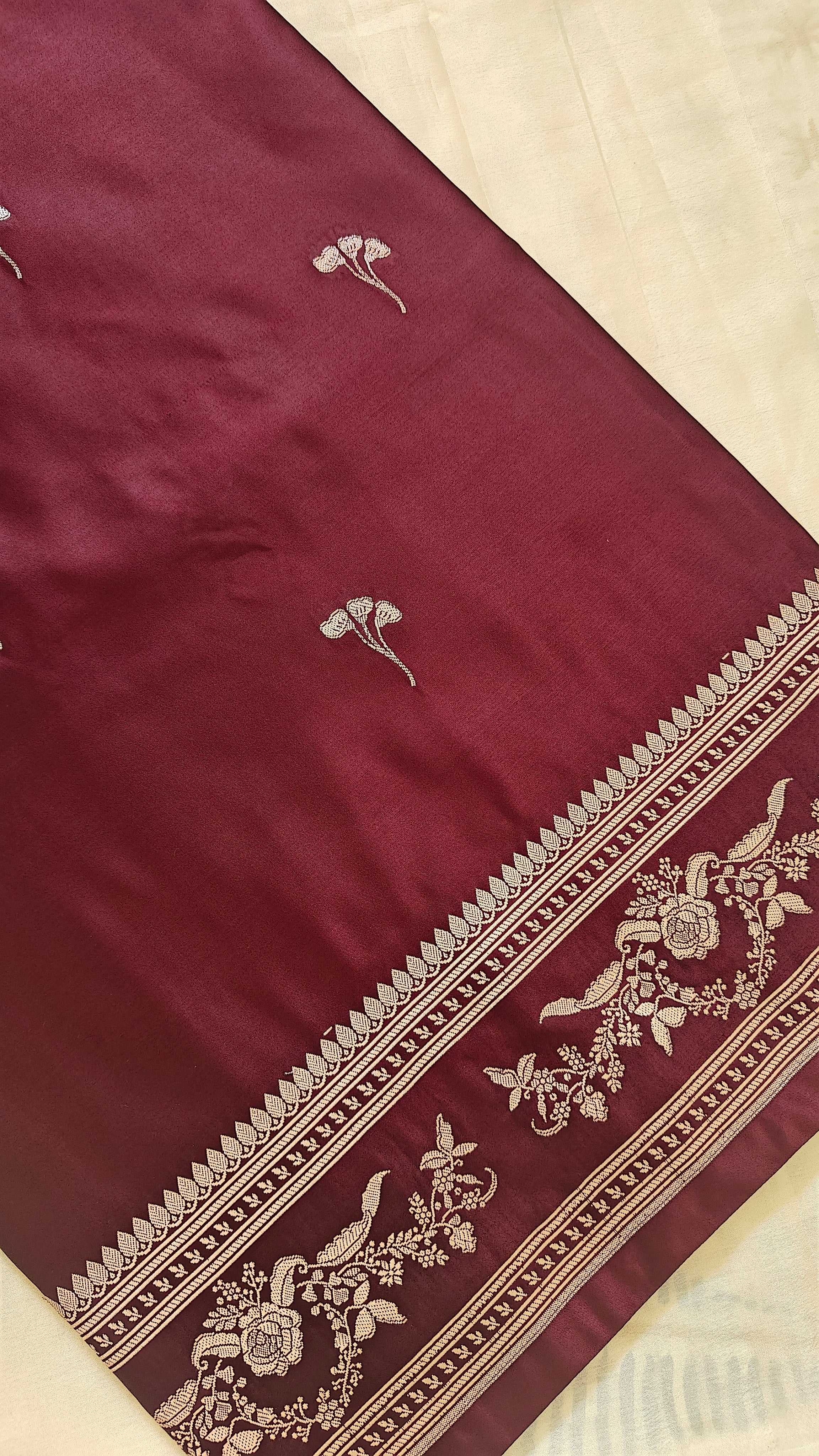 Wine Booti Silk Saree