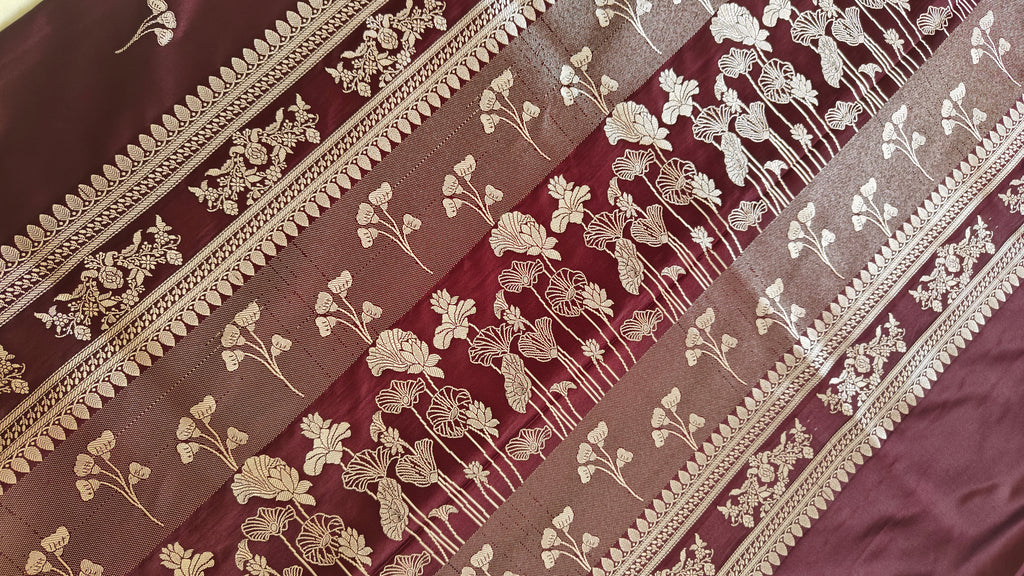 Wine Booti Silk Saree