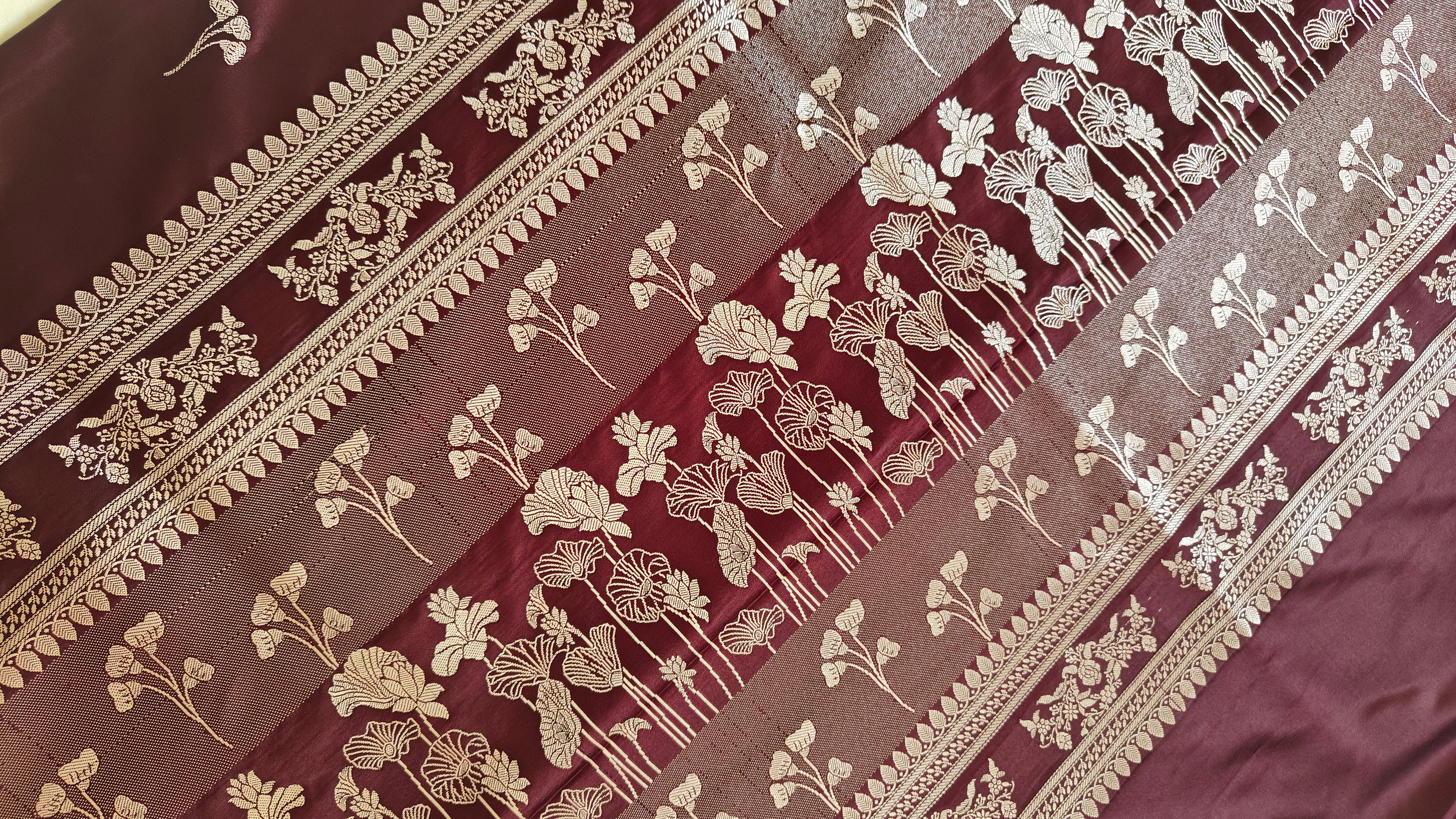 Wine Booti Silk Saree
