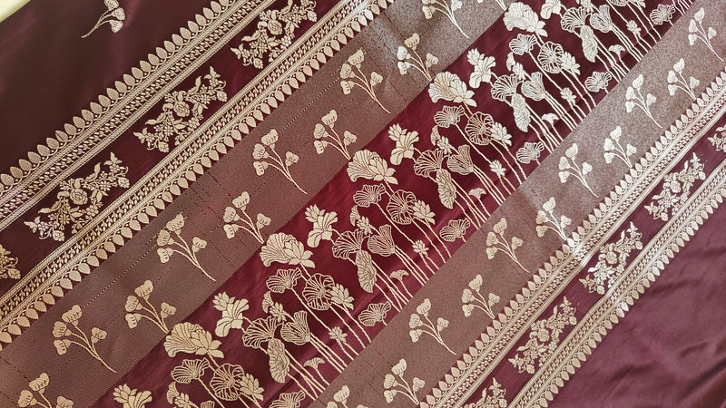 Wine Booti Silk Saree