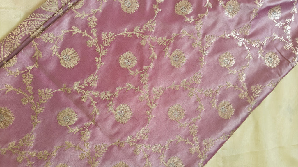 Pastel Pink Jaal Silk Saree