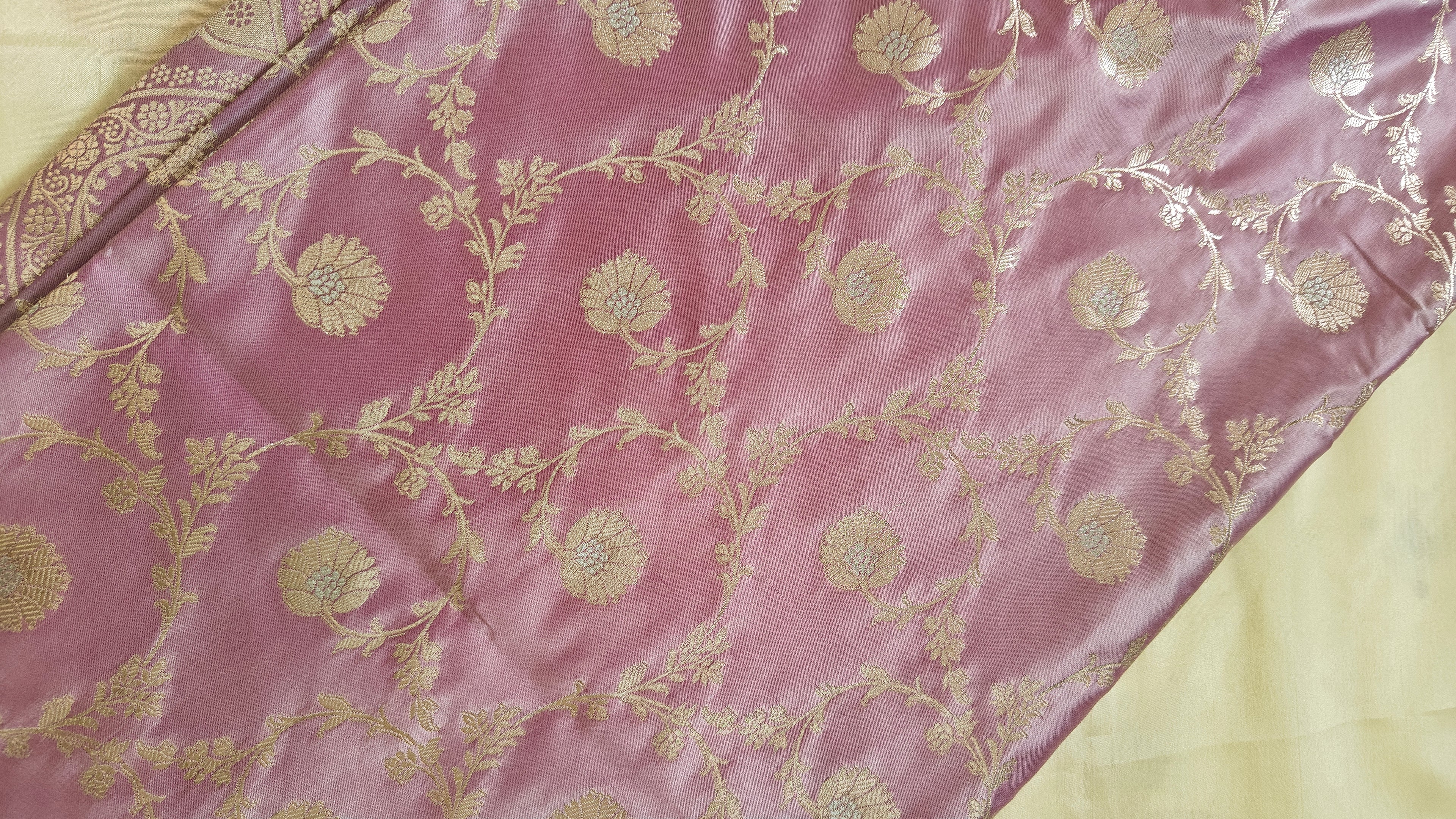 Pastel Pink Jaal Silk Saree